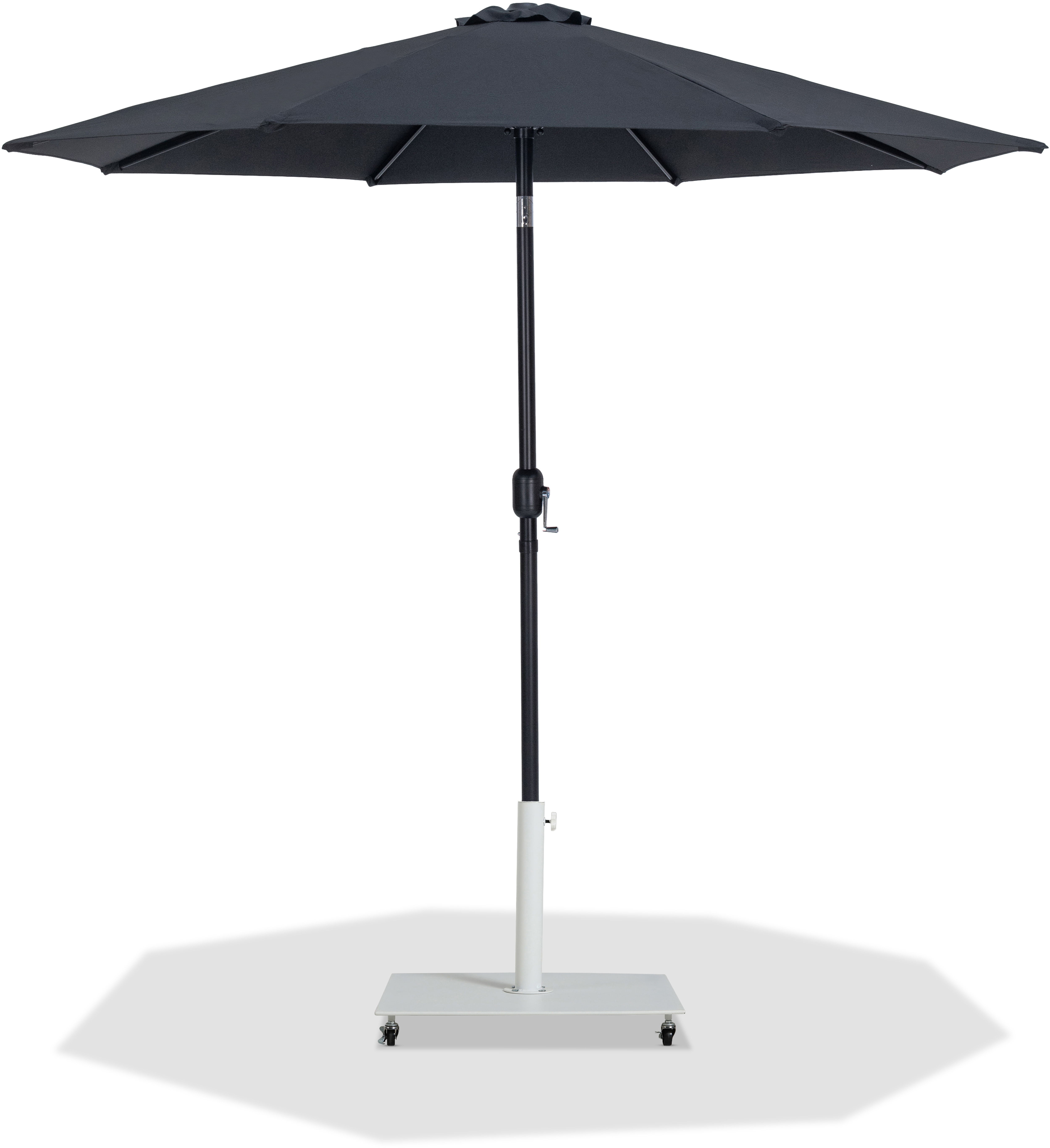 Fiji - Aluminum Patio Umbrella With Square White And Black Base - Black