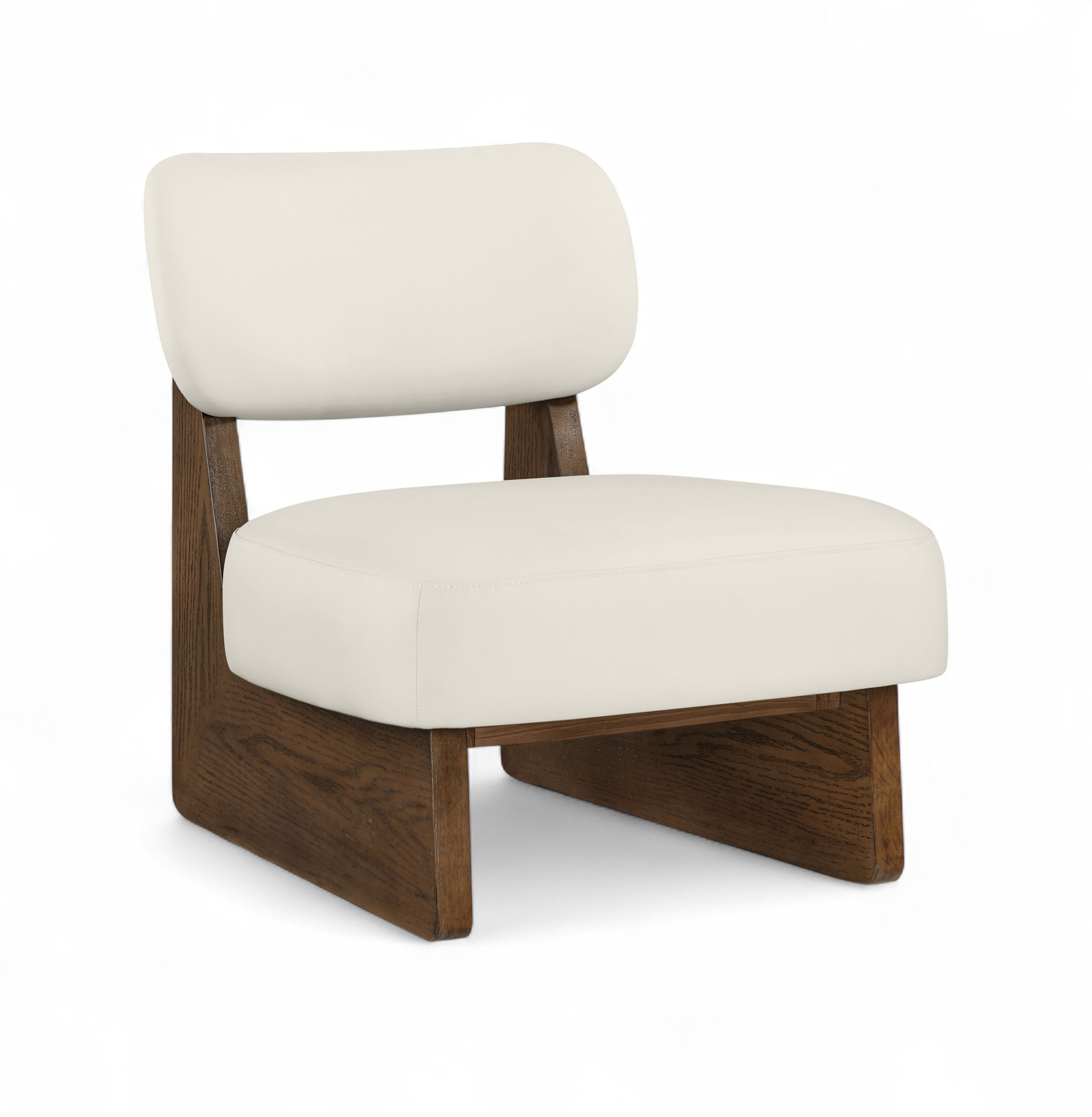 Vetra - Vegan Leather Upholstered Accent Chair - Cream / Painted Brown