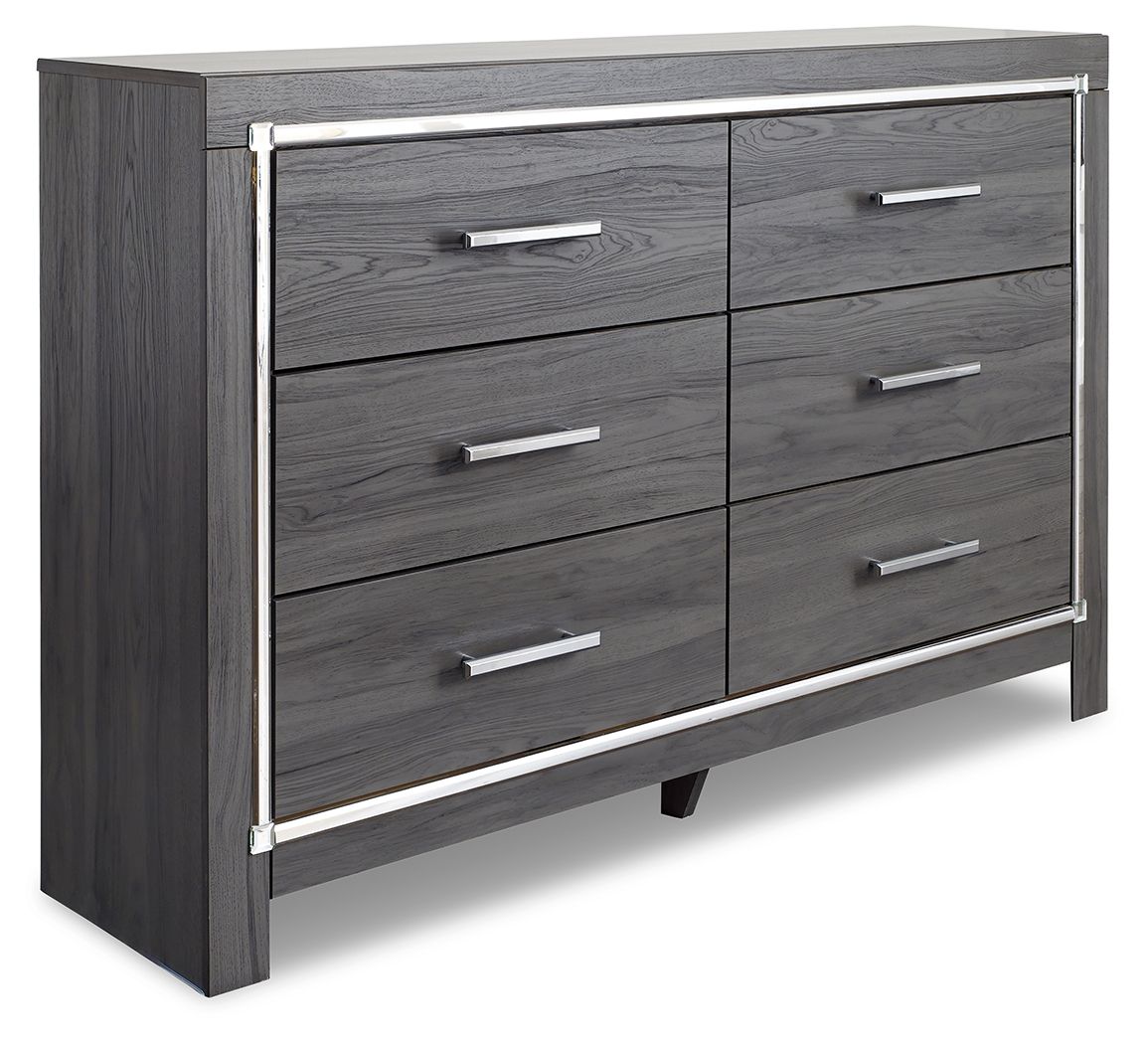 Lodanna - 9 Pc. -  Dresser, Mirror, Chest, Queen Panel Bed With Roll Slats, 2 Nightstands - Gray