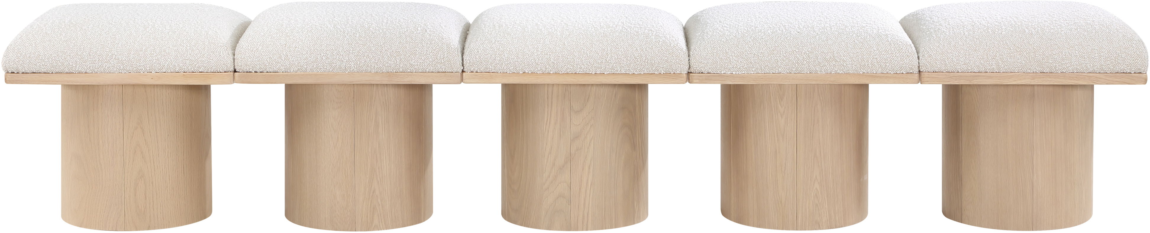 Pavilion - 90" 5 Piece Modular Bench With Natural Base - Cream