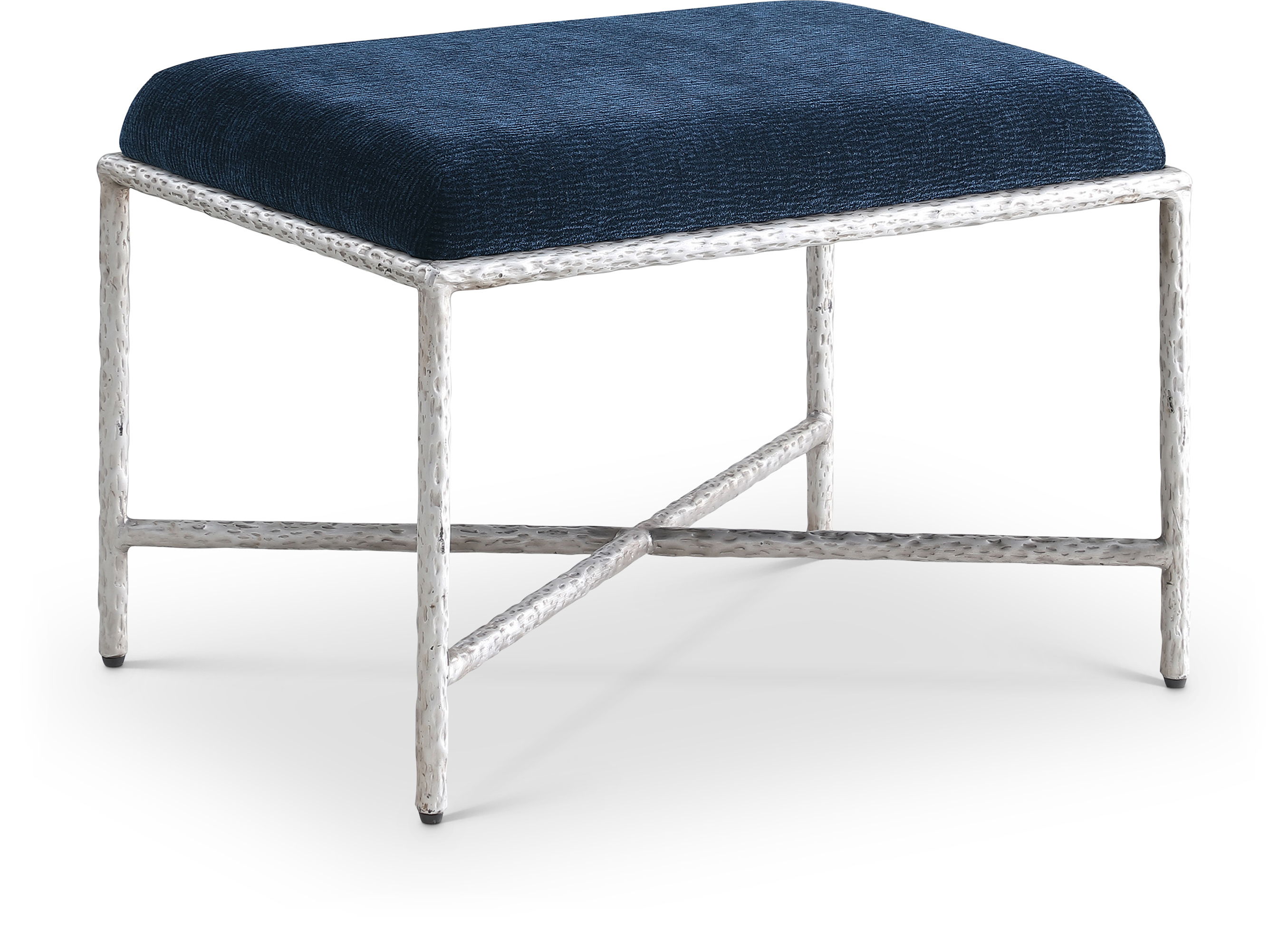 Valley - 25" Bench With Silver Frame - Navy
