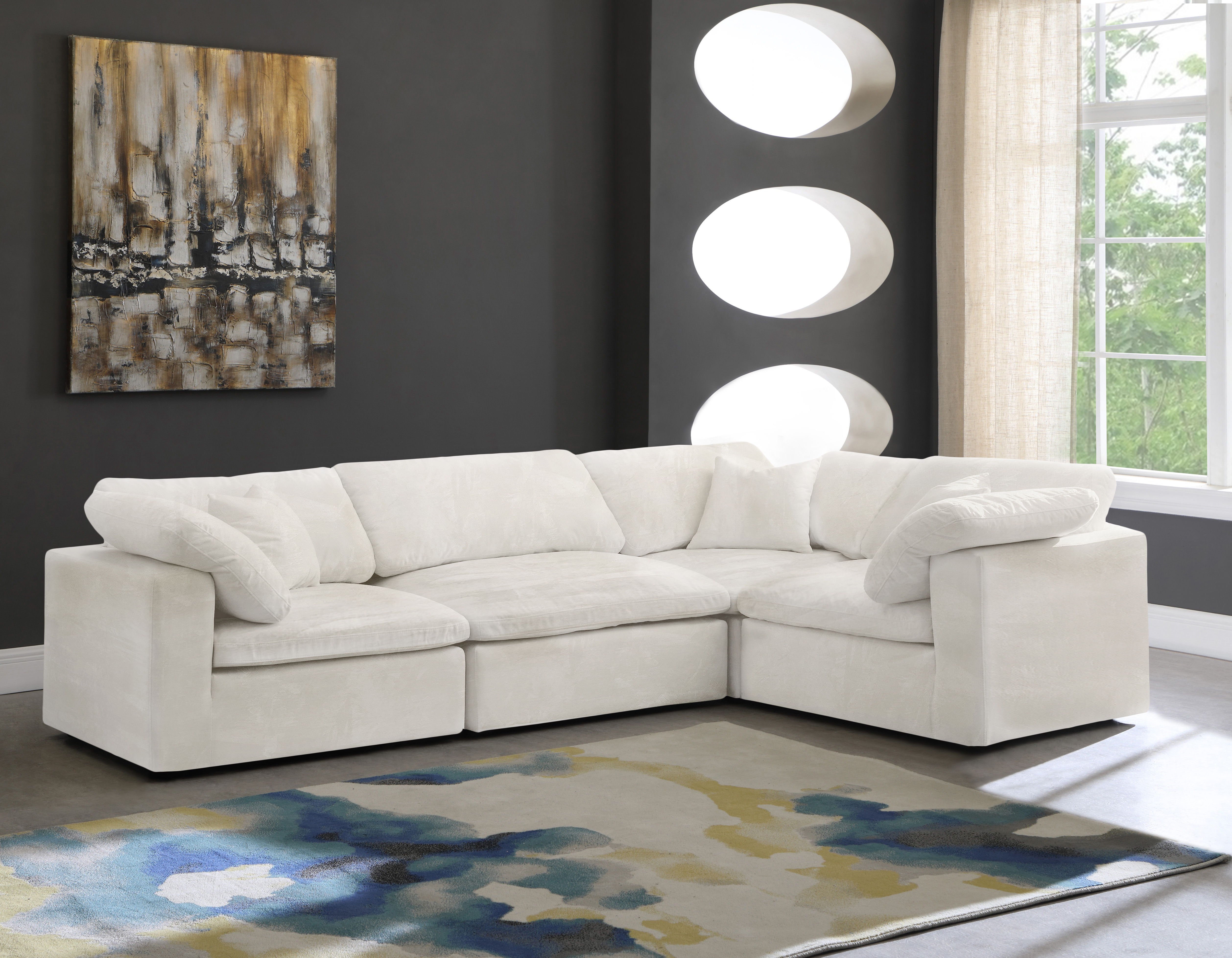 Cozy - 4 Piece Modular Corner Sectional - Cream