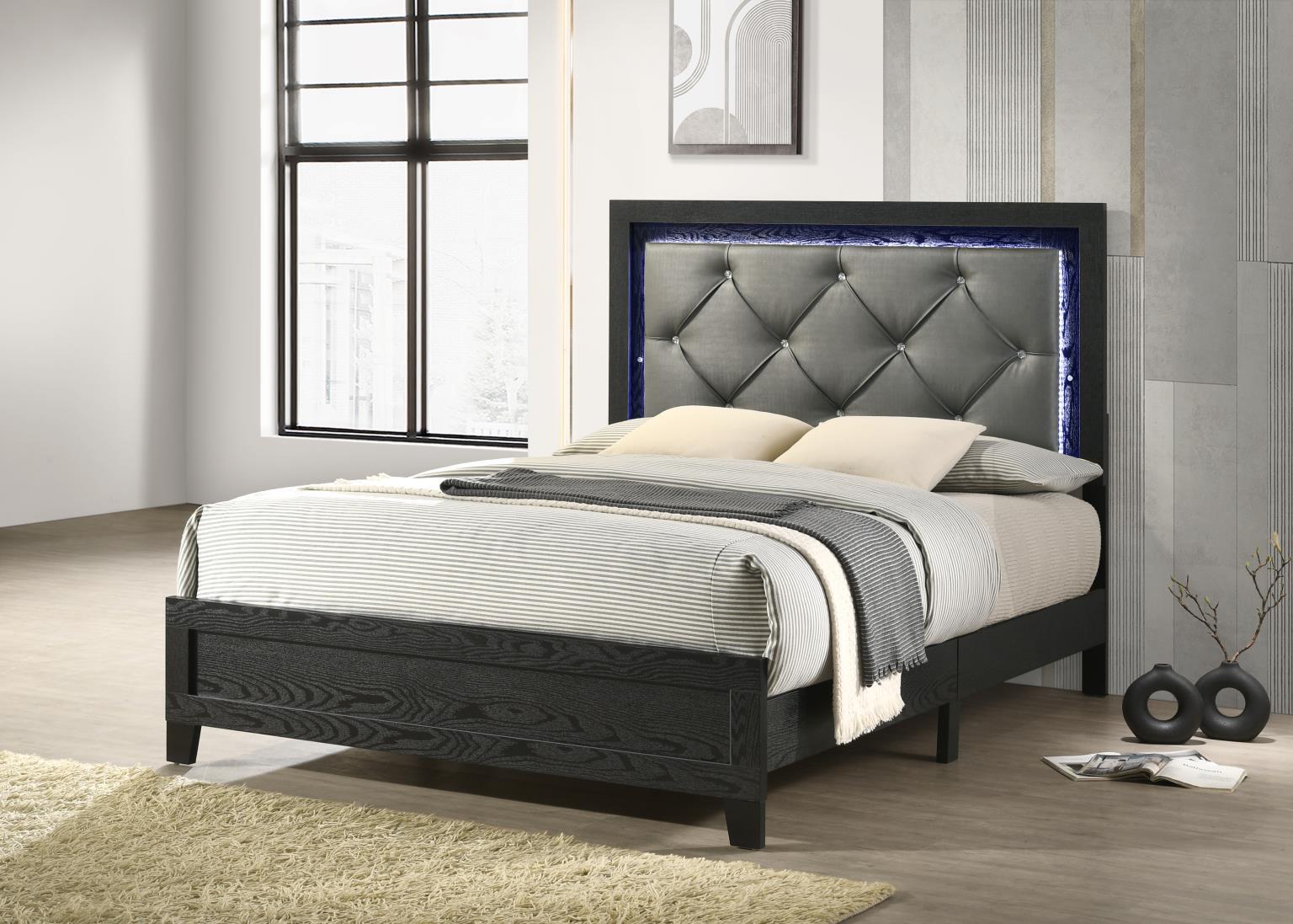B385 - LED Queen Bed - Black