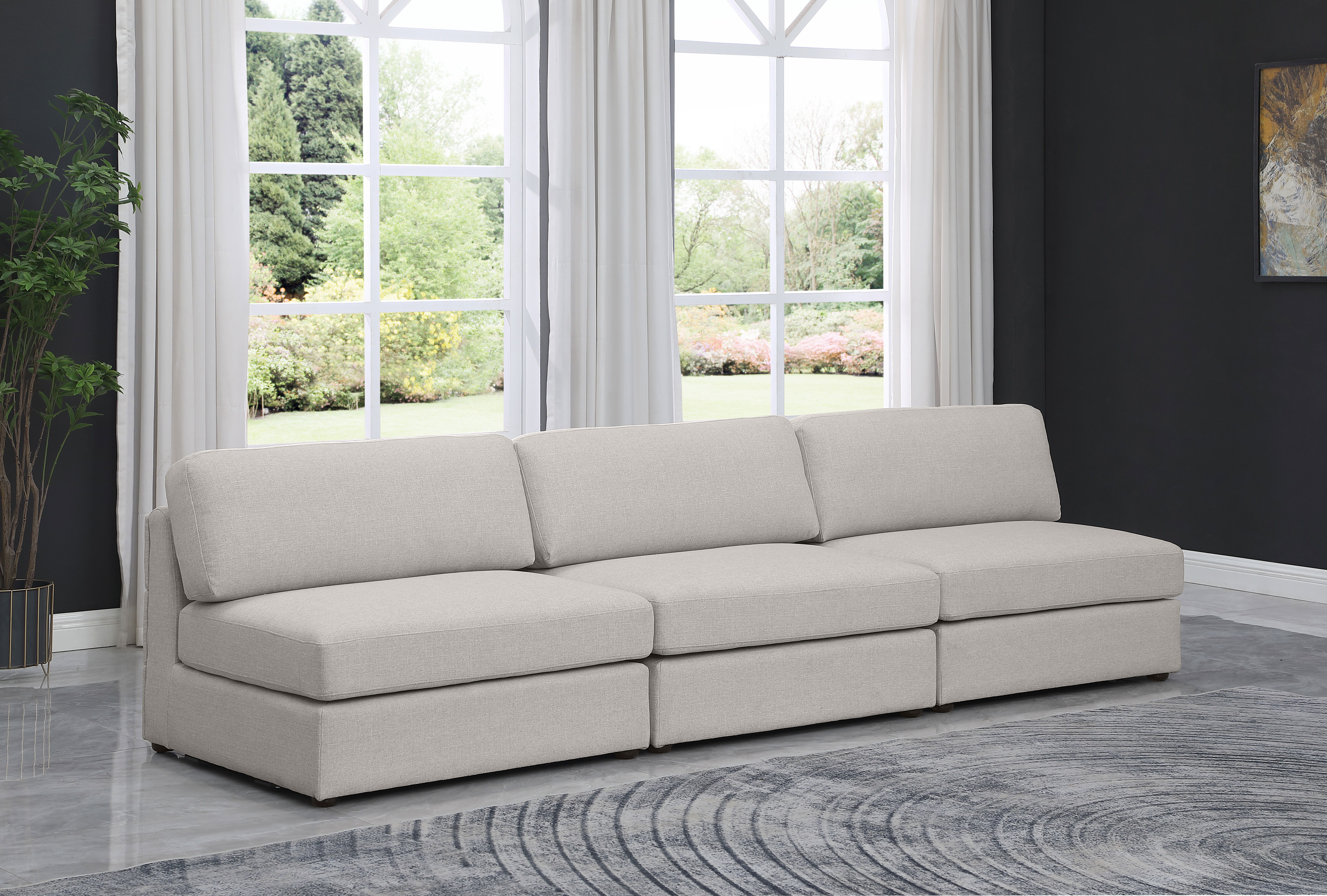 Beckham - Modular 3 Piece Armless Sofa - Beige