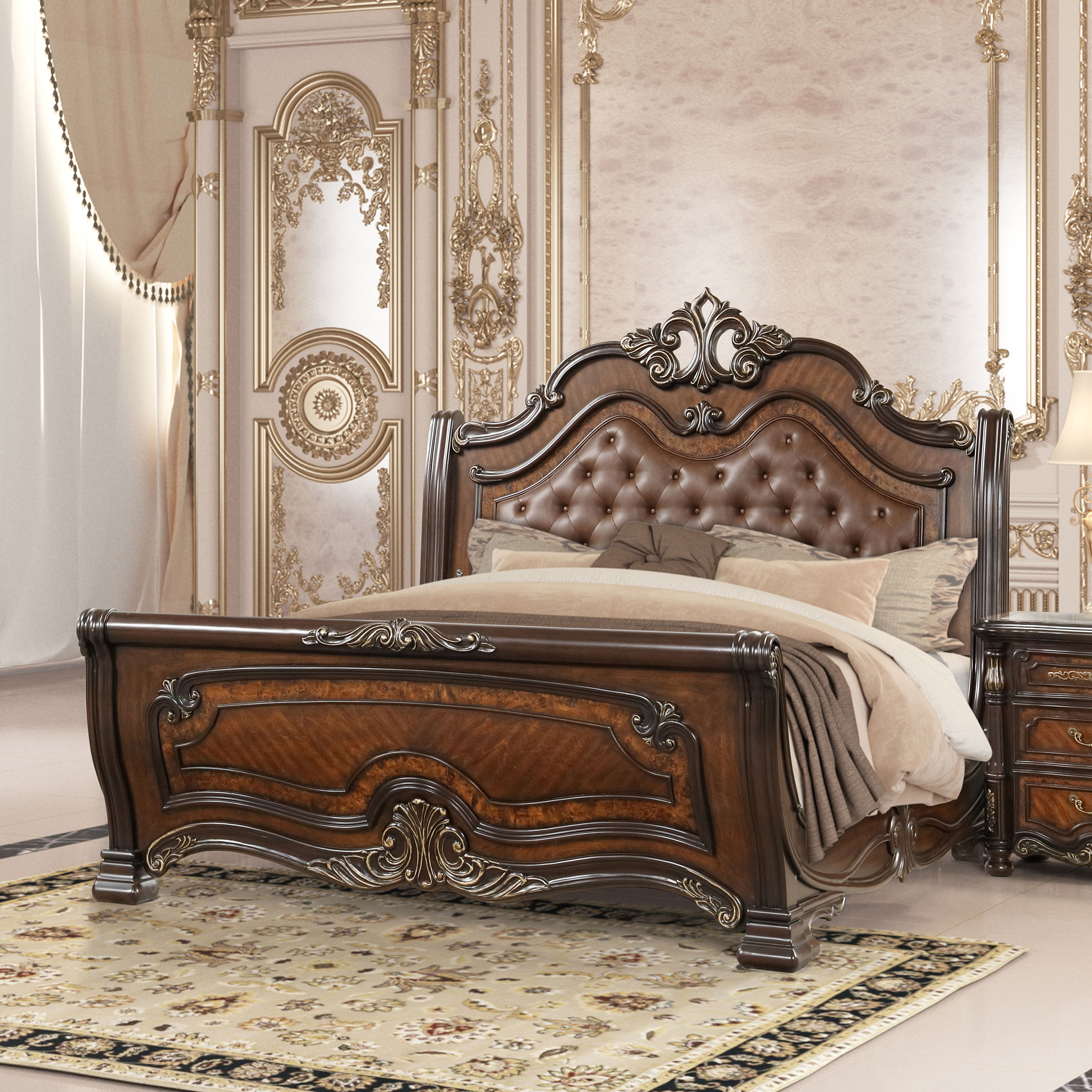 5/0 Queen Padded Sleigh Bed Only