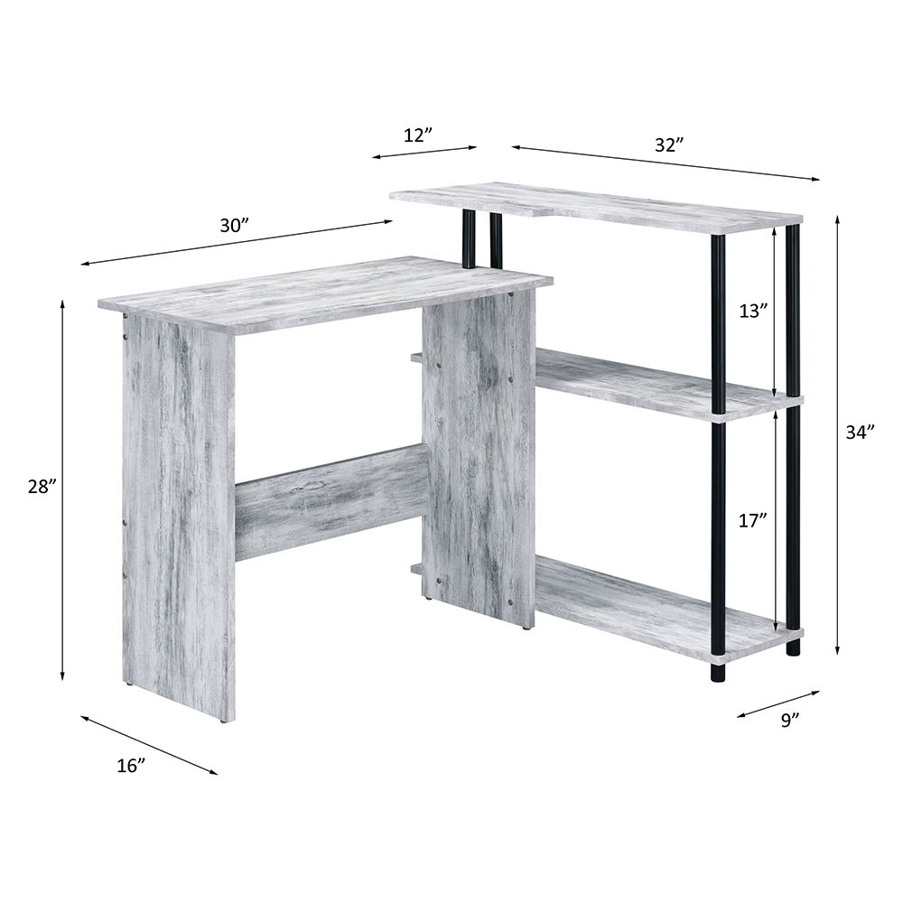 Ievi - Writing Desk - Antique White & Black, white, view 4