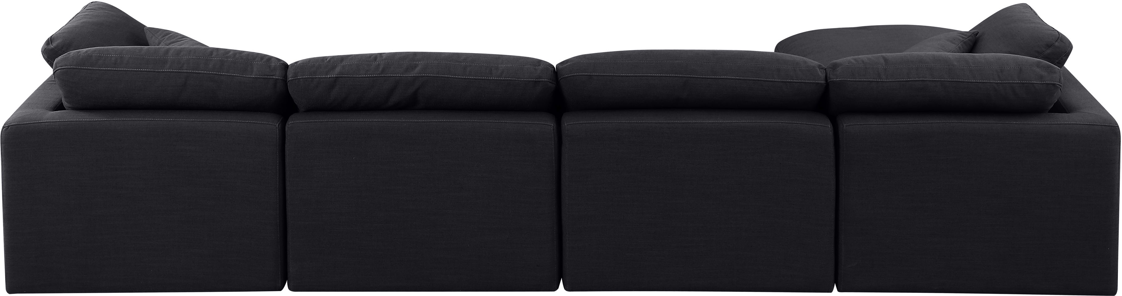 Indulge - Linen 5 Piece Modular Sectional With Chaise - Black