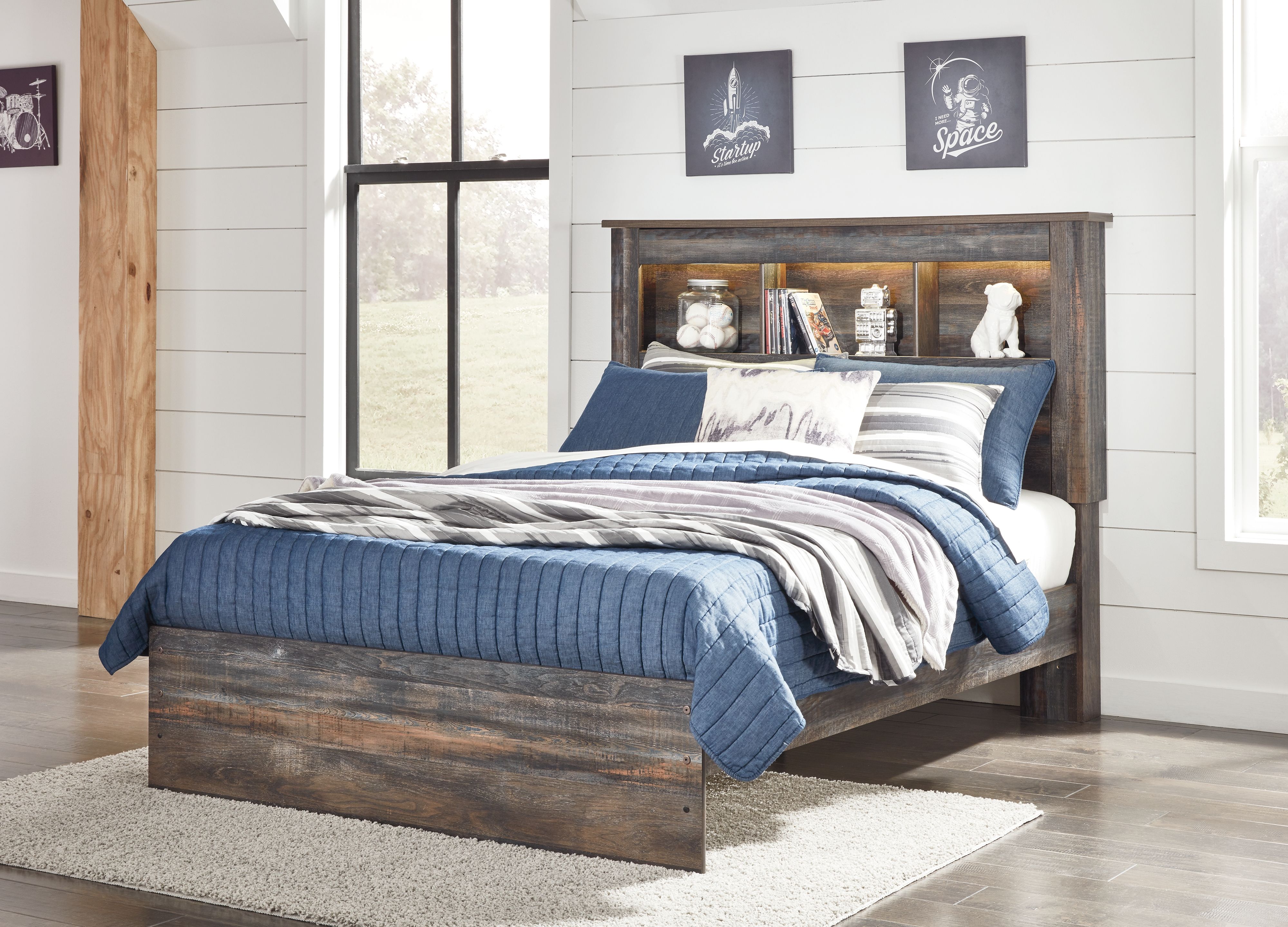 Ashley Furniture Drystan - Full Panel Bookcase Bed - Brown / Beige - Image 5