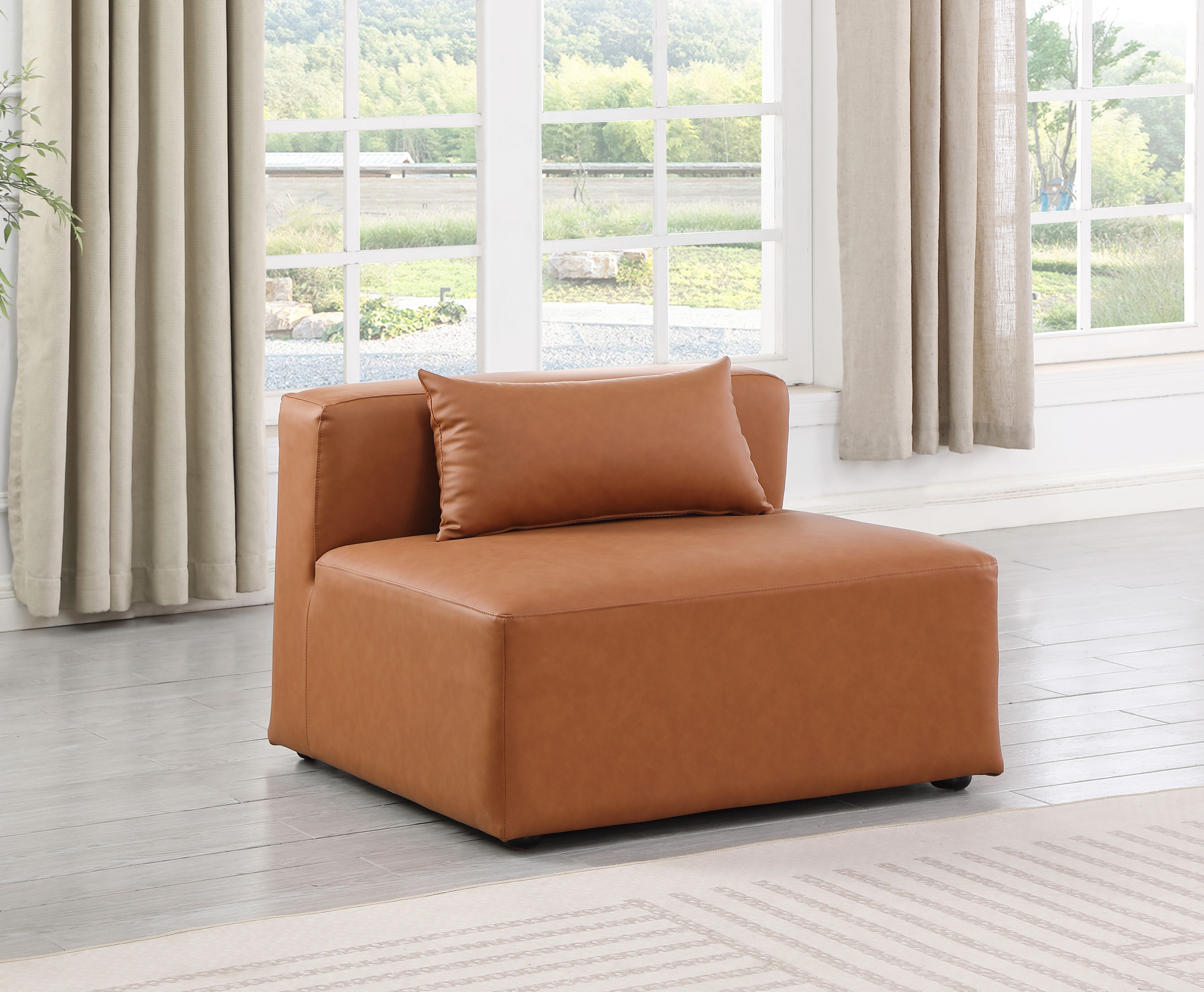 Cube - Armless Chair - Cognac