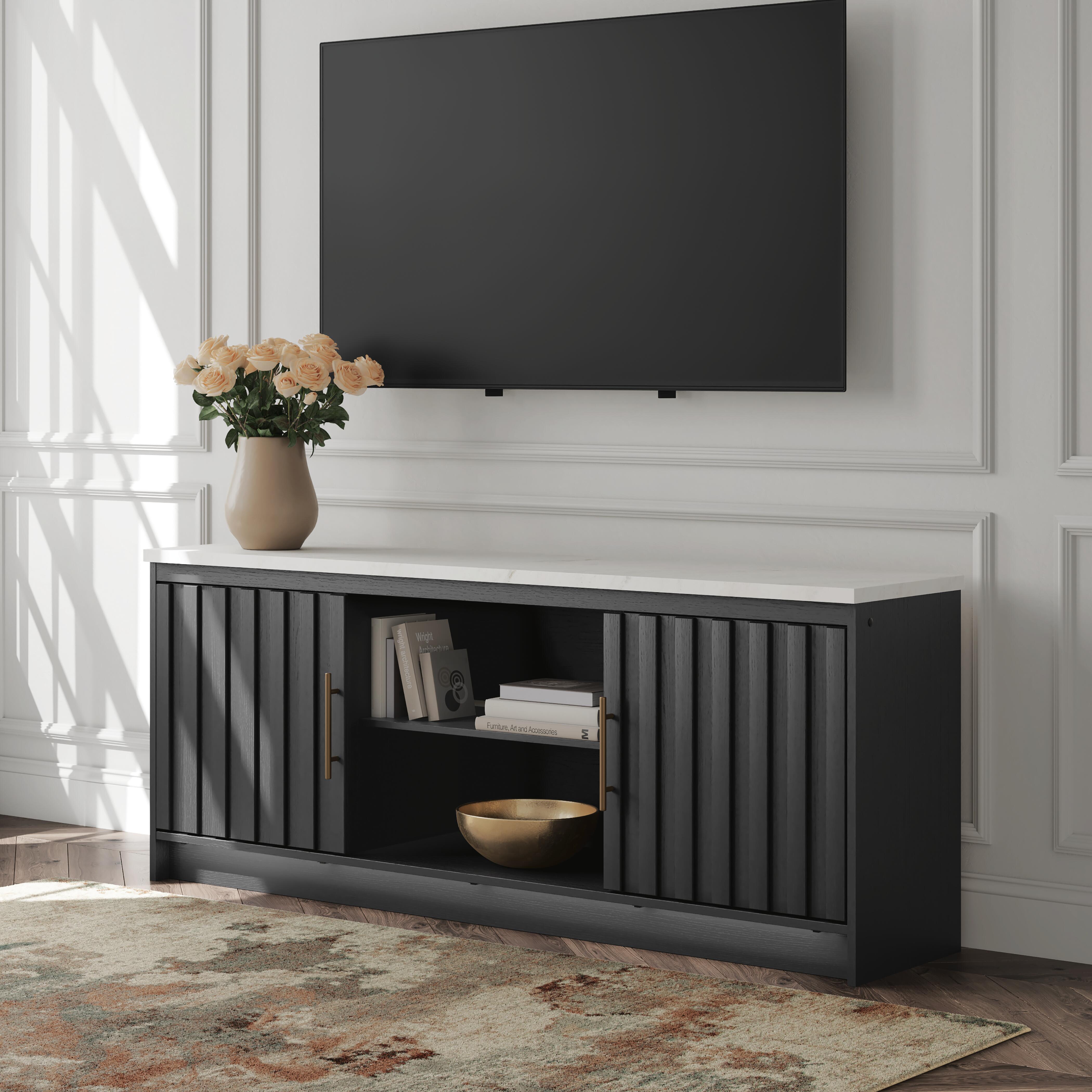 Ashley Furniture Cadmori - XL TV Stand With Fireplace Option - Black / White - Image 2