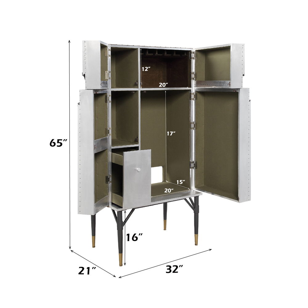 Yoela - Wine Cabinet - Leather & Aluminum, silver, view 6