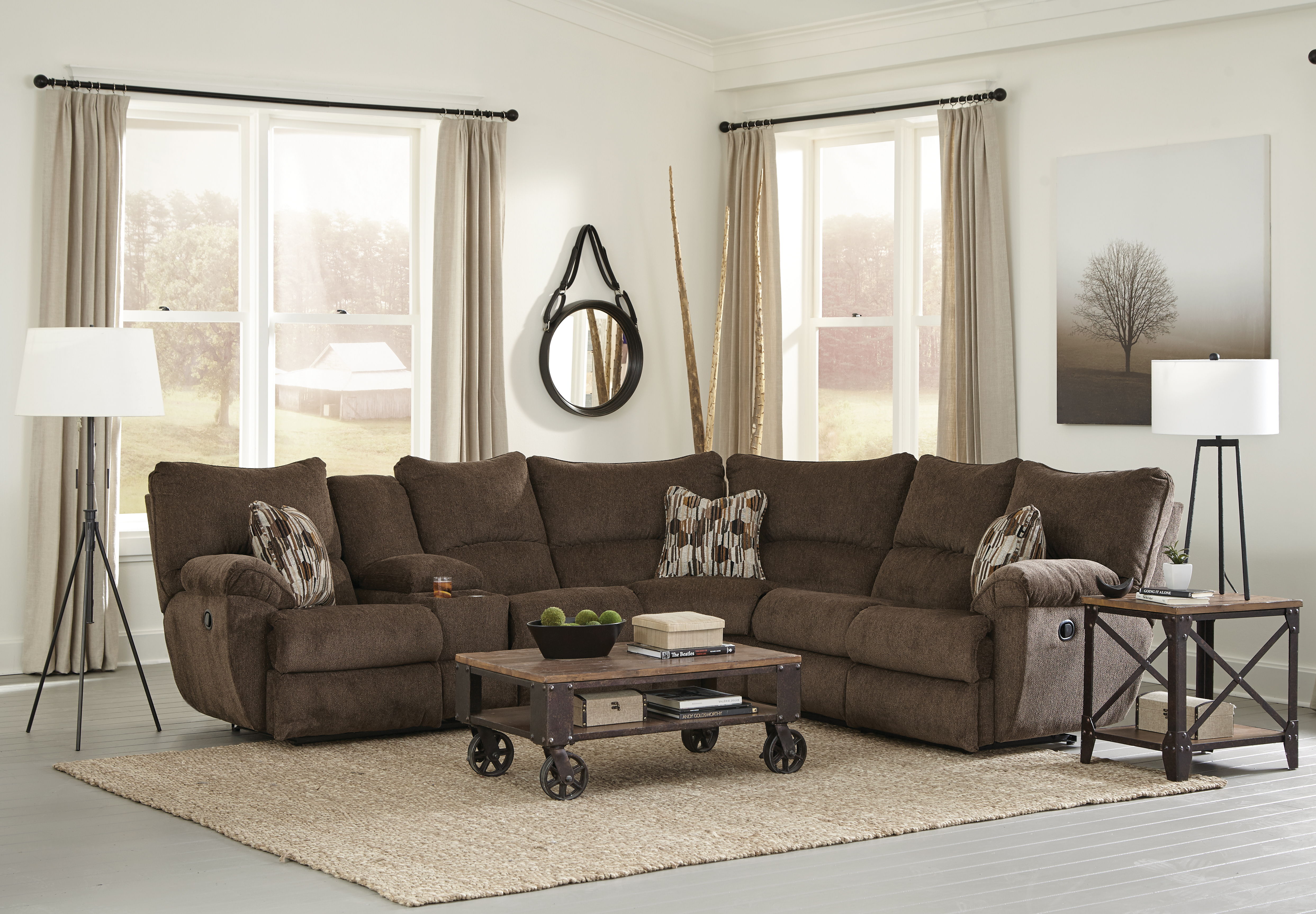 Elliott - 2 Piece Reclining Sectional With Console - Chocolate