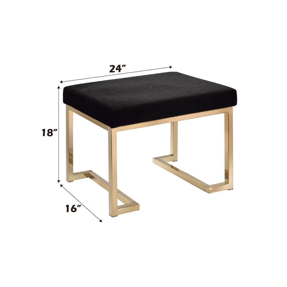 Boice - Ottoman - Black Fabric & Champagne, black, view 2