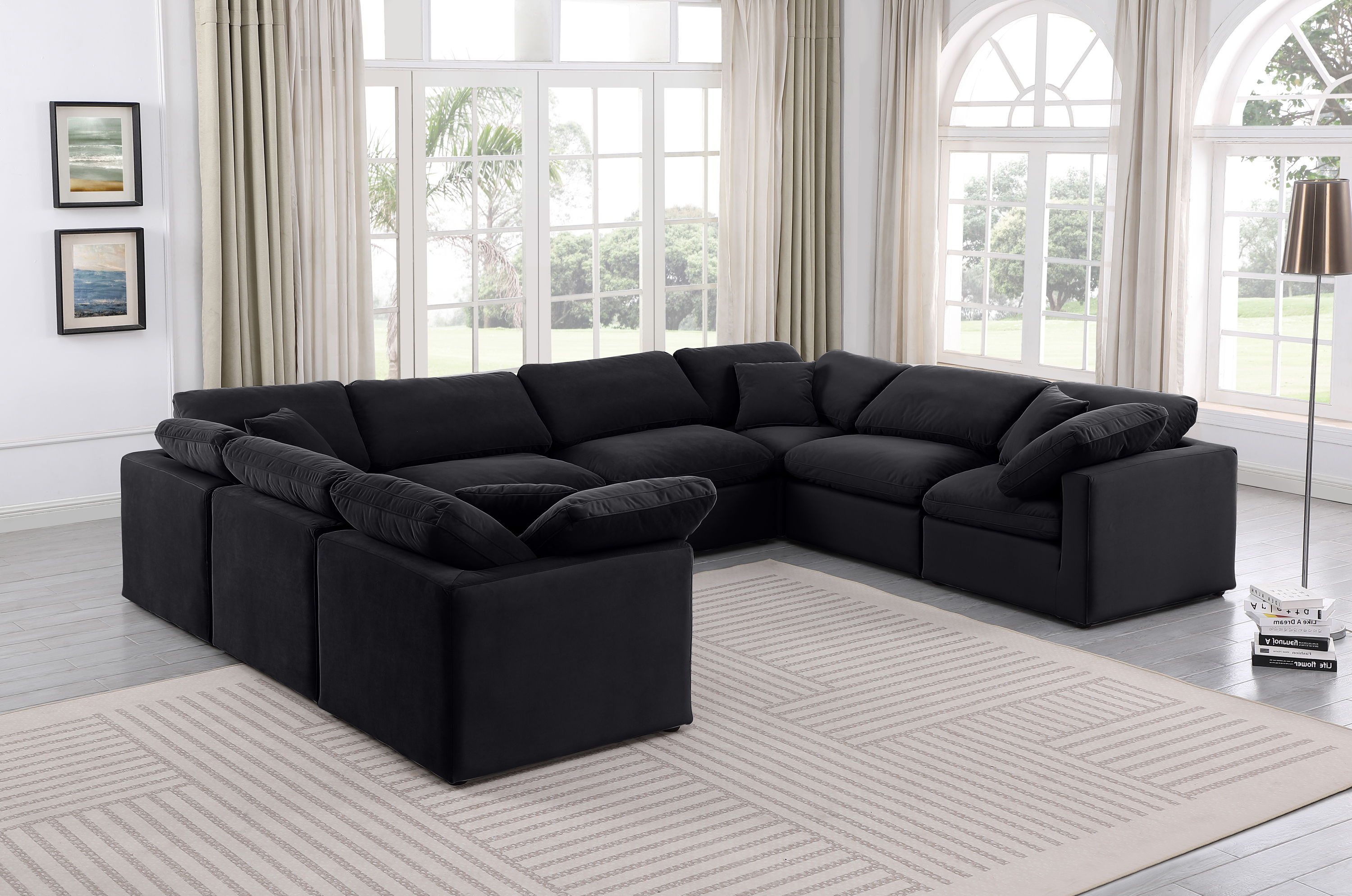 Indulge - Velvet 8 Piece Modular Sectional - Charcoal