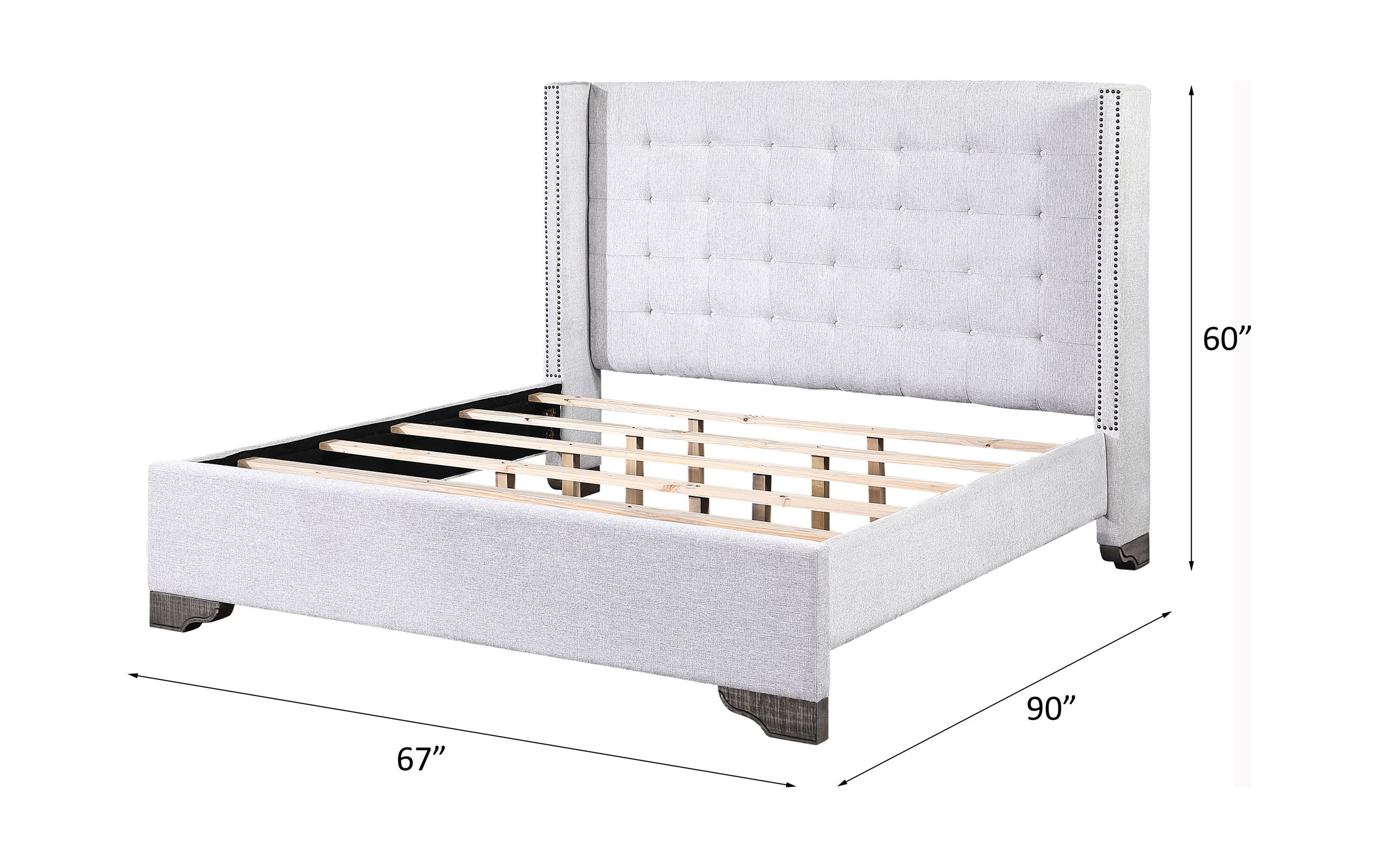 Artesia - Queen Bed - Tan Fabric & Salvaged Natural, light gray, view 2
