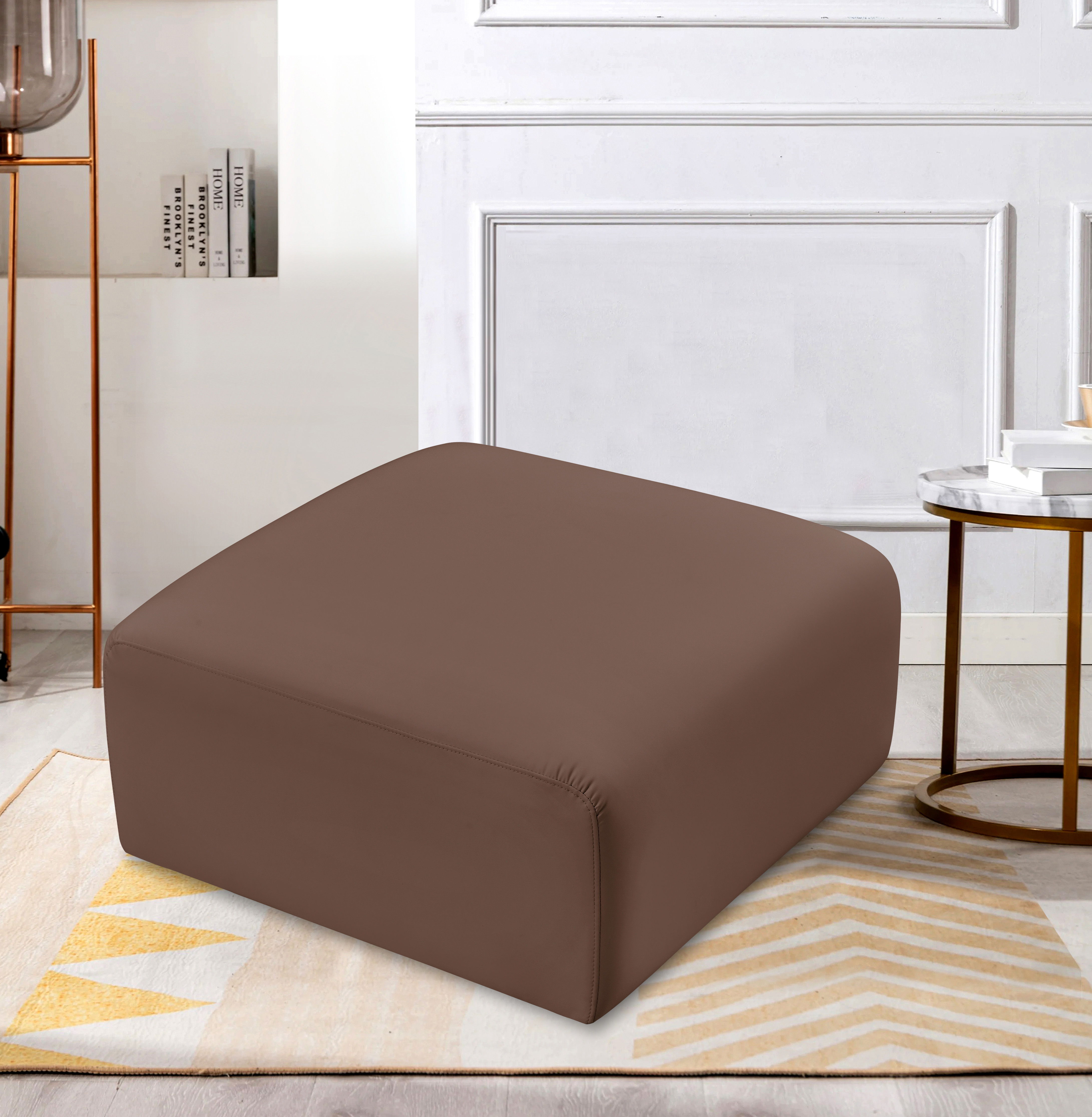 Arc - Faux Leather Ottoman - Brown