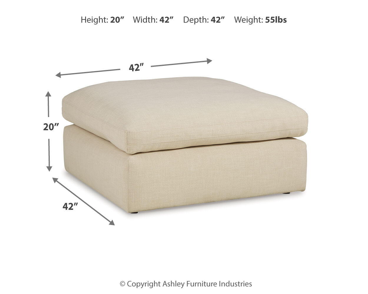 Ashley Furniture Elyza - Oversized Accent Ottoman - Linen - Image 4