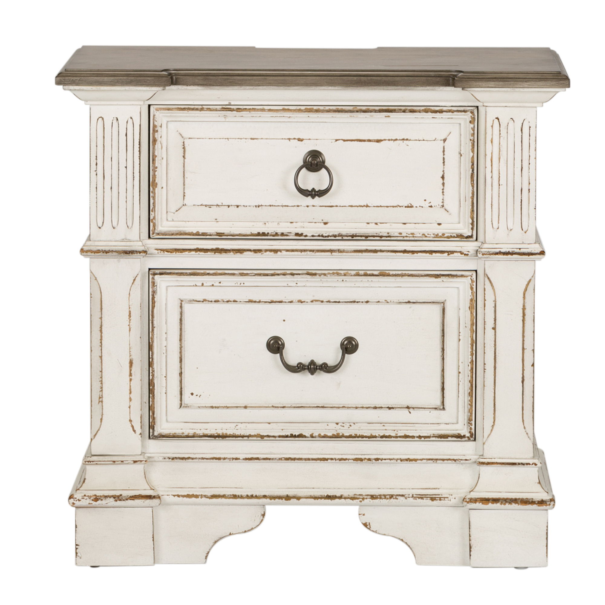 Abbey Park - 2 Drawer Night Stand With Charging Station - White