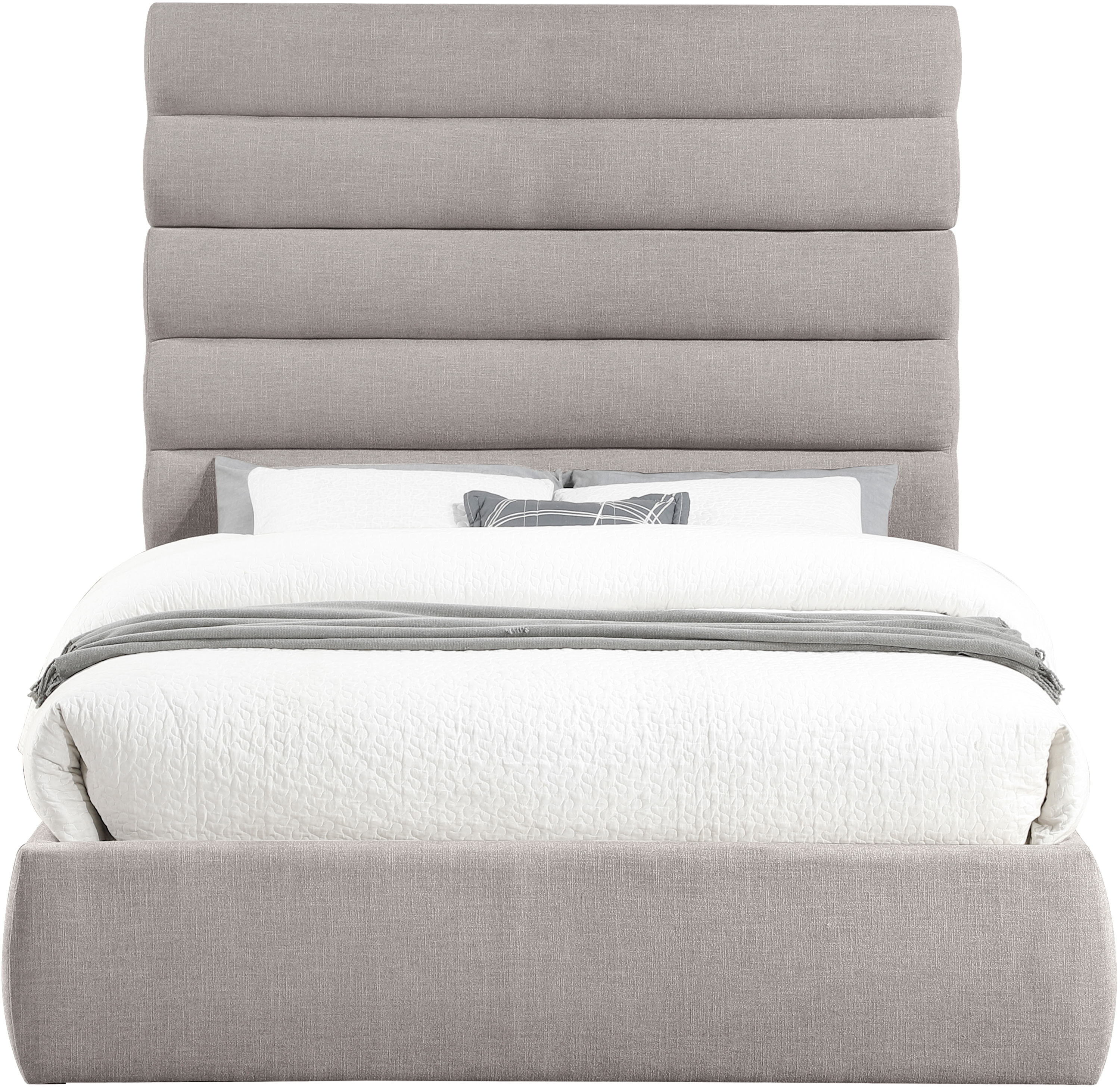 Adam - Linen Fabric Queen Bed With 70.5" Headboard - Taupe