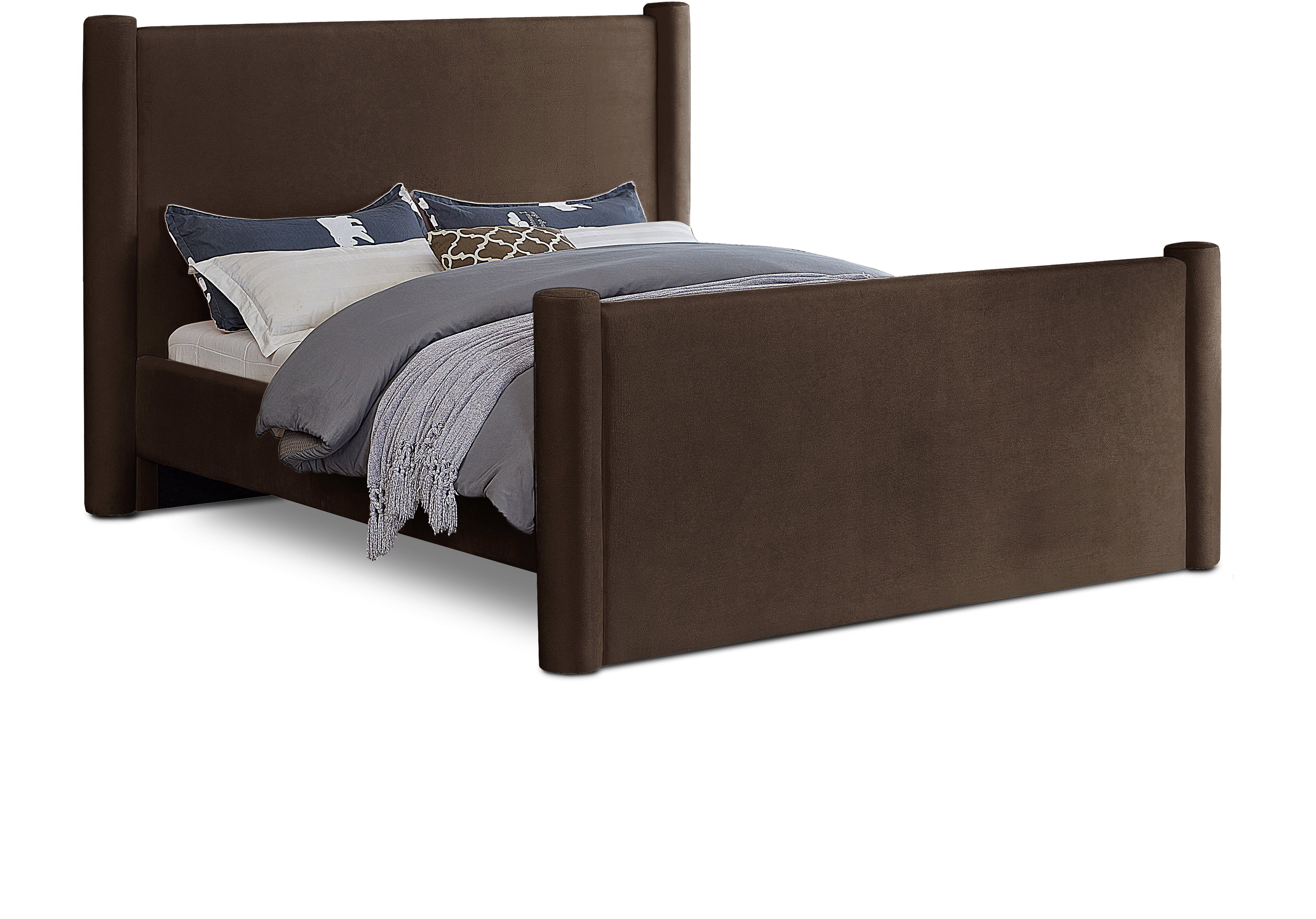 Elias - Velvet Queen Bed - Brown