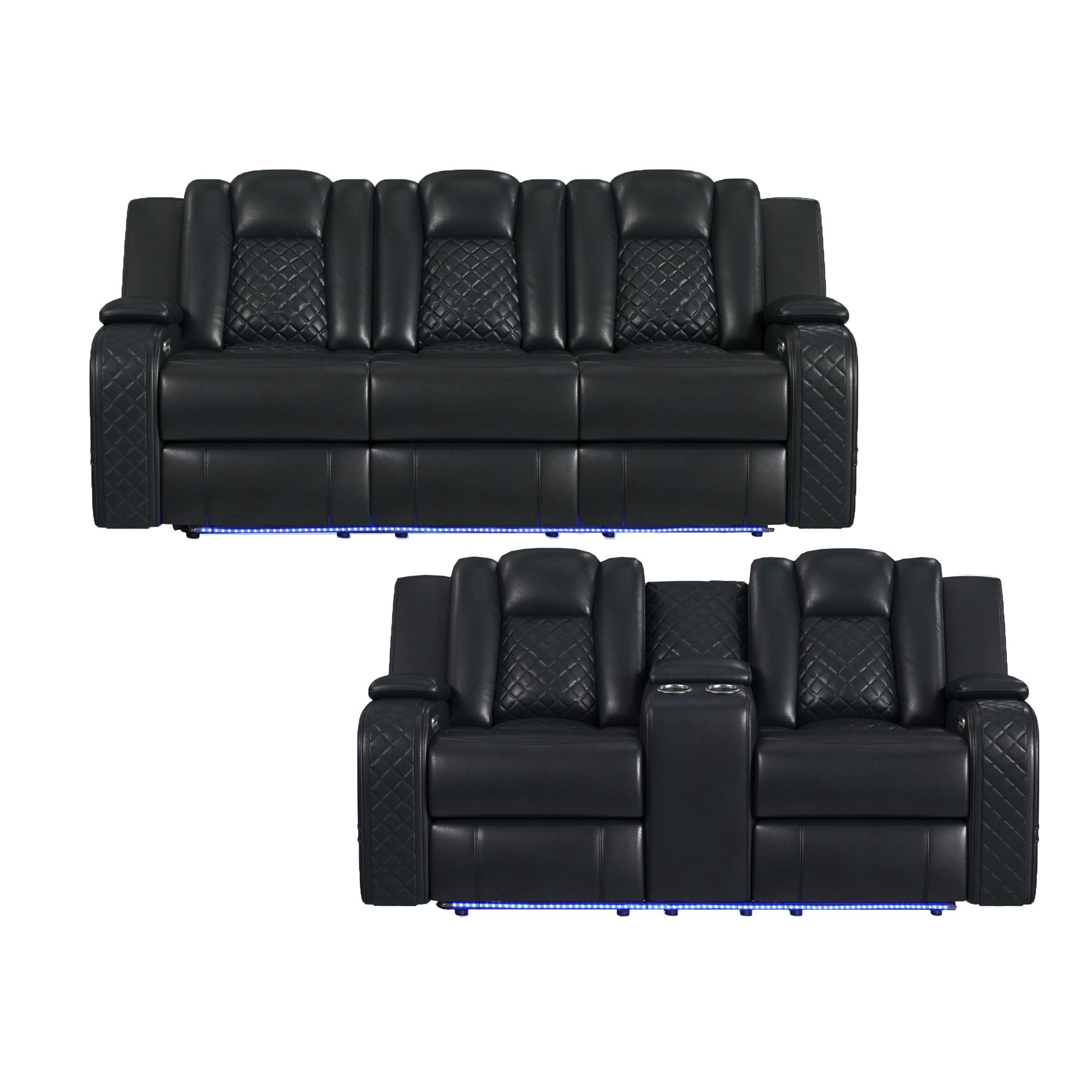Carlo - 2 Piece Living Room Set (Sofa & Loveseat) - Pebble Black