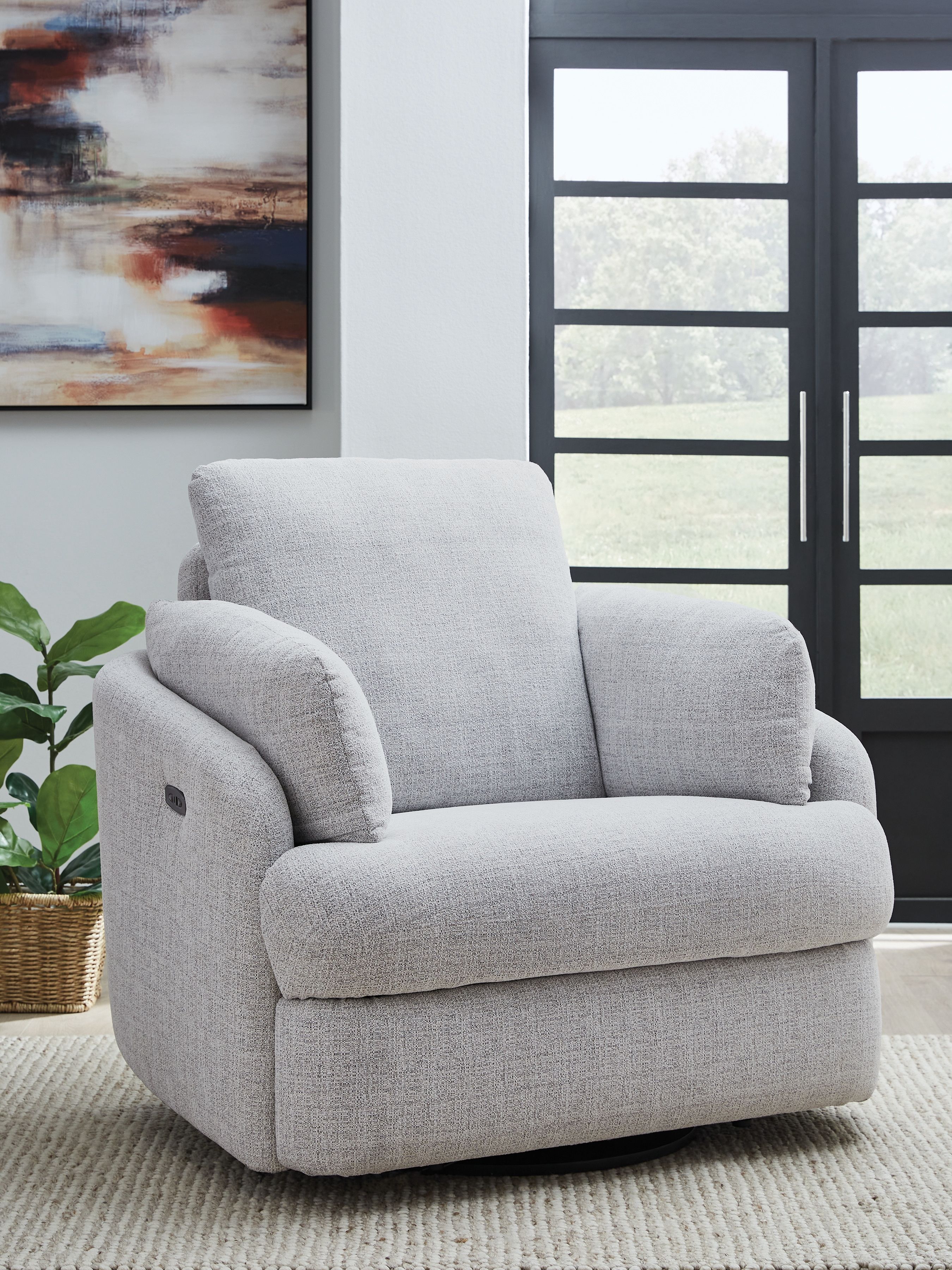 Ashley Furniture Alainmont Next-Gen Nuvella - Swivel Power Recliner - Stone - Image 2