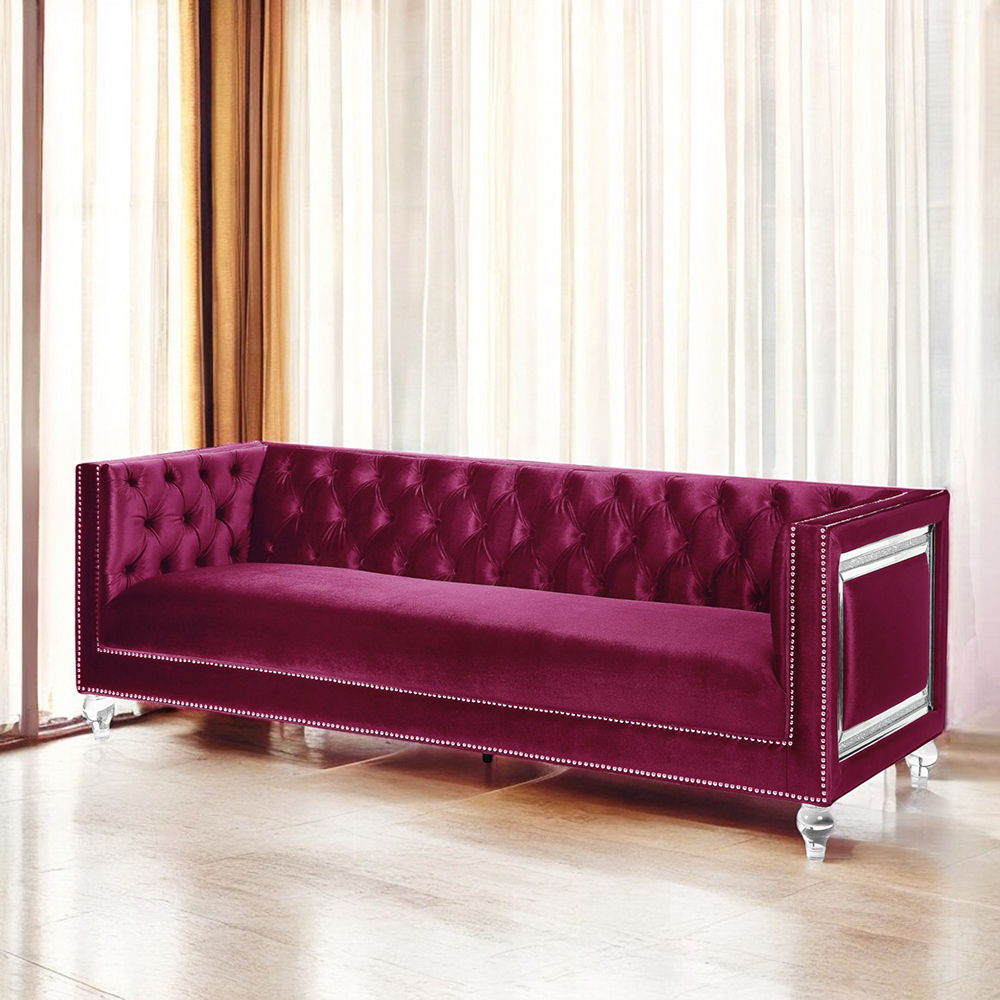 Heibero - Sofa With 2 Pillows (Same 56895) - Burgundy Velvet, purple, view 6