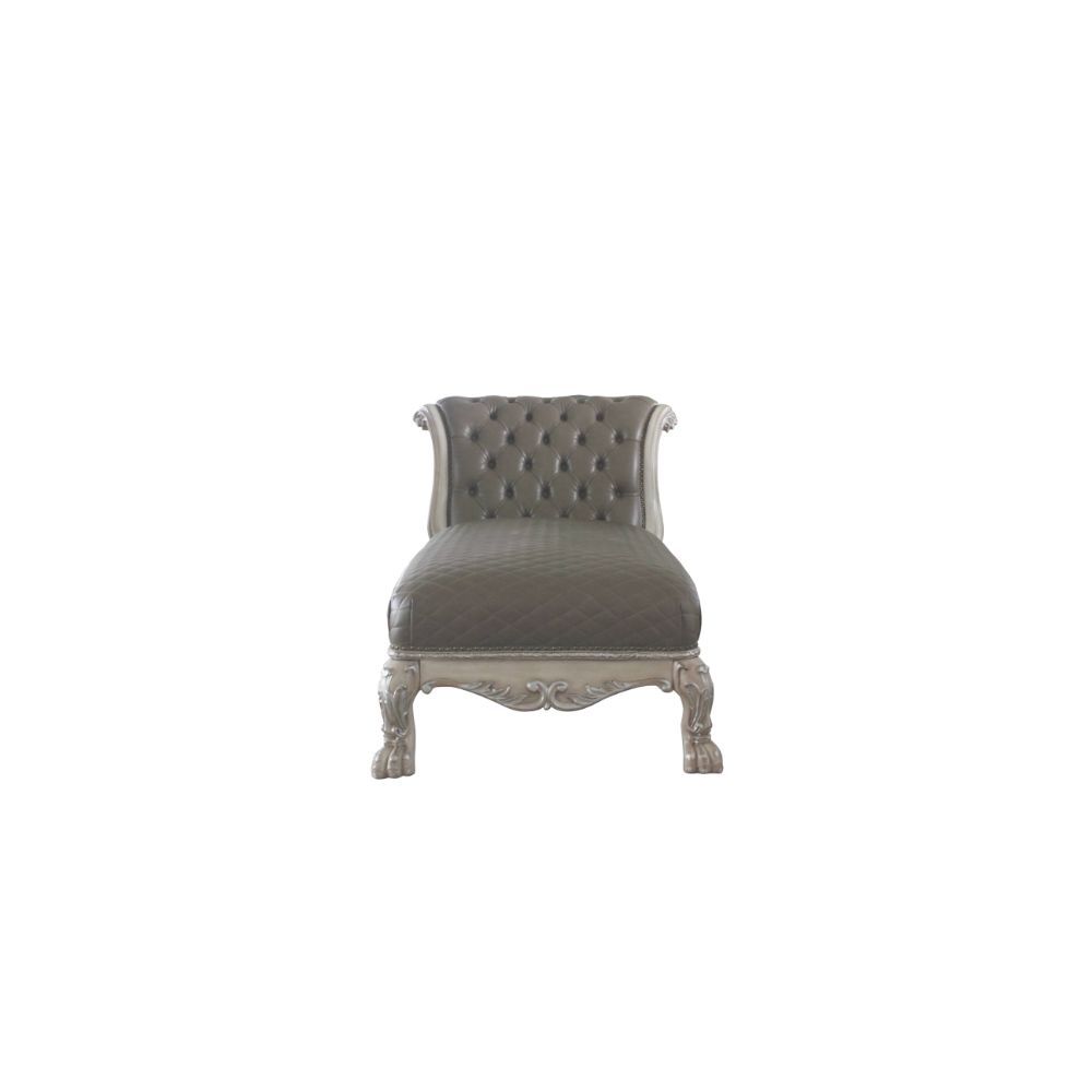 Dresden - Chaise With Pillow - Namibia Synthetic Leather & Vintage Bone White, dark gray, view 6