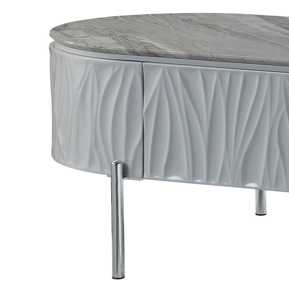 Yukino - Coffee Table - Gray High Gloss & Chrome, gray, view 4