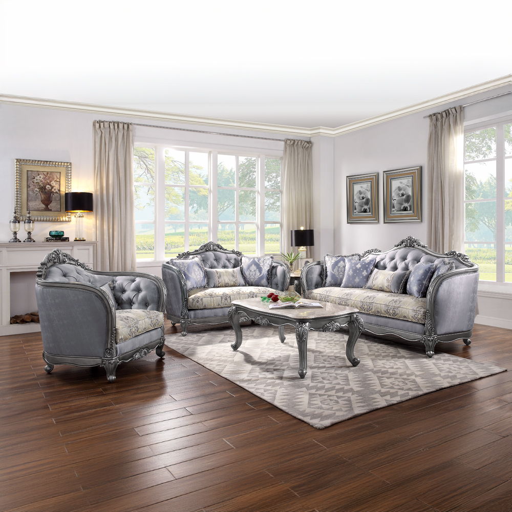 Ariadne - End Table - Marble Top & Platinum, silver, view 5