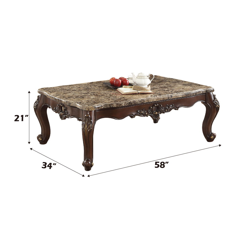 Devayne - Coffee Table - Marble Top & Dark Walnut, dark brown, view 3