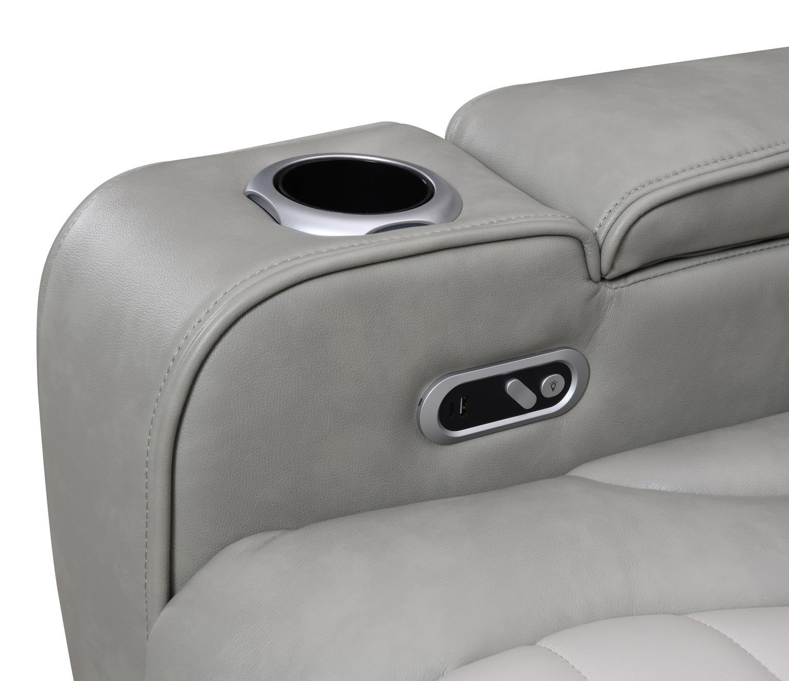 U58 - Power 3 Piece Sectional With Bluetooth Speaker And Wireless Charger - Gray