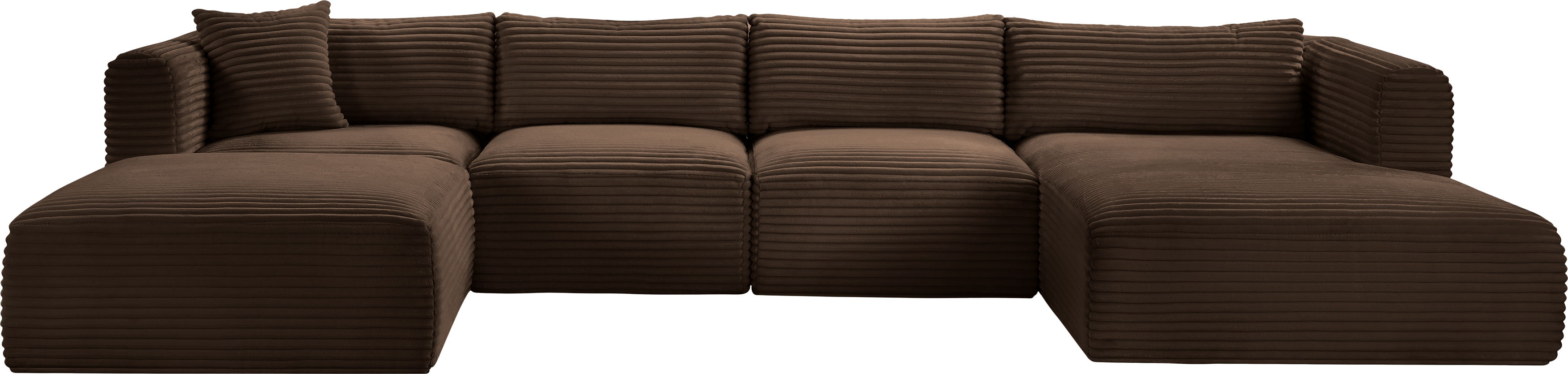 Shaggy - 5 Piece Modular Sectional With Chaise And Ottoman - Brown