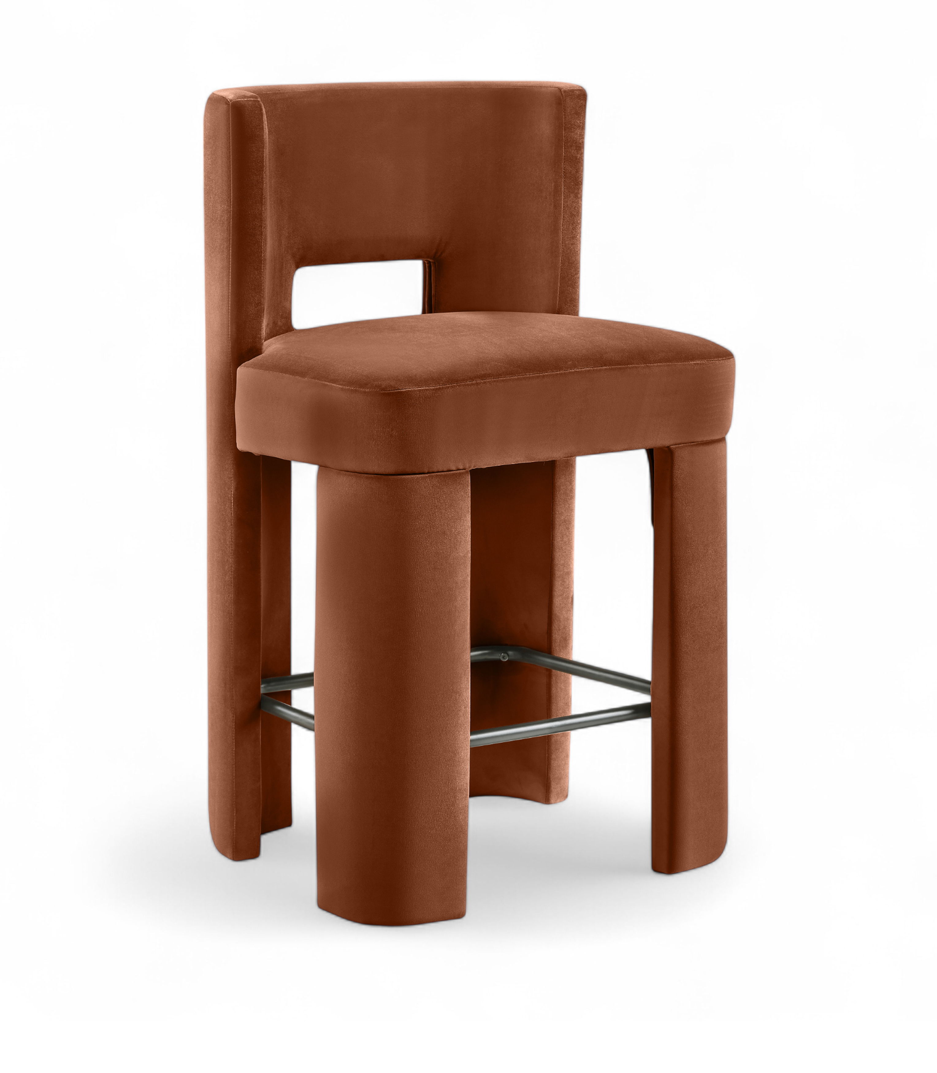 Zuno - Velvet Performance Fabric Upholstered Counter Stool (Set of 2) - Cognac