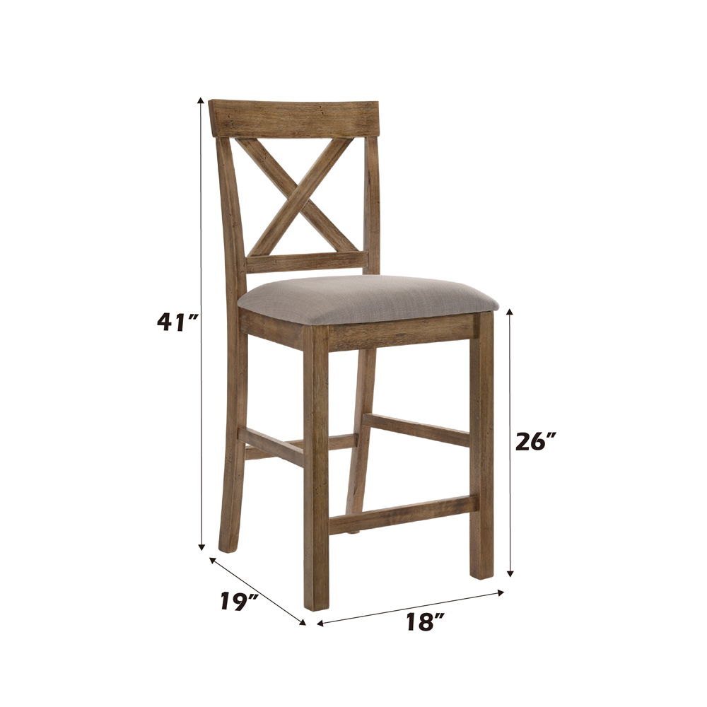 Martha II - Counter Height Chair (Set of 2) - Tan Linen & Weathered Oak, light brown, view 5