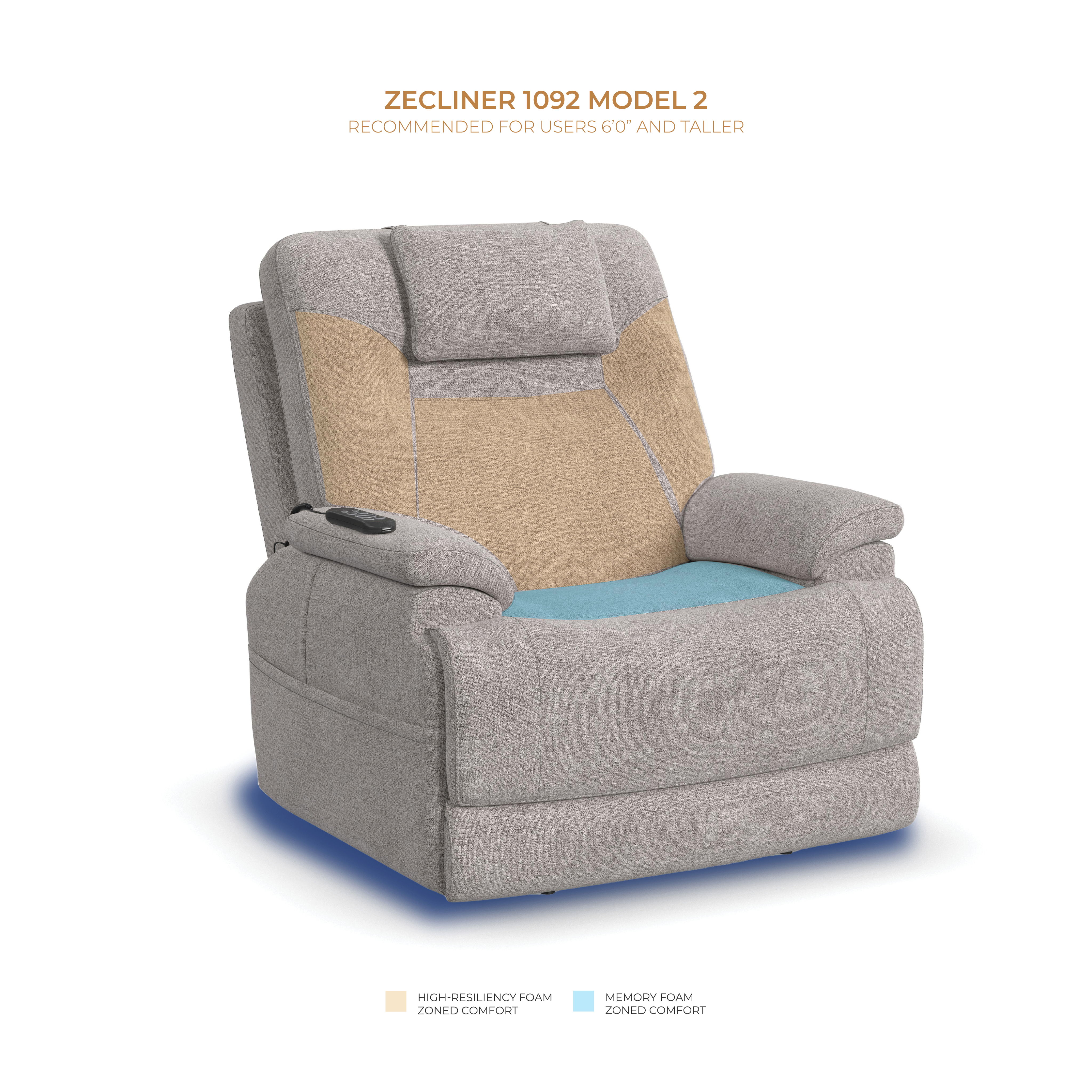 Zecliner Model 2 - Power Lift Sleep Chair - Dove, light gray, view 7