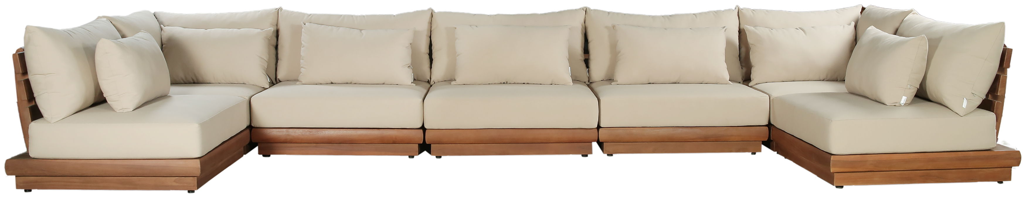 Mirella - 7 Piece Water Resistant Fabric 187" Upholstered Outdoor Patio Modular Sectional - Tan