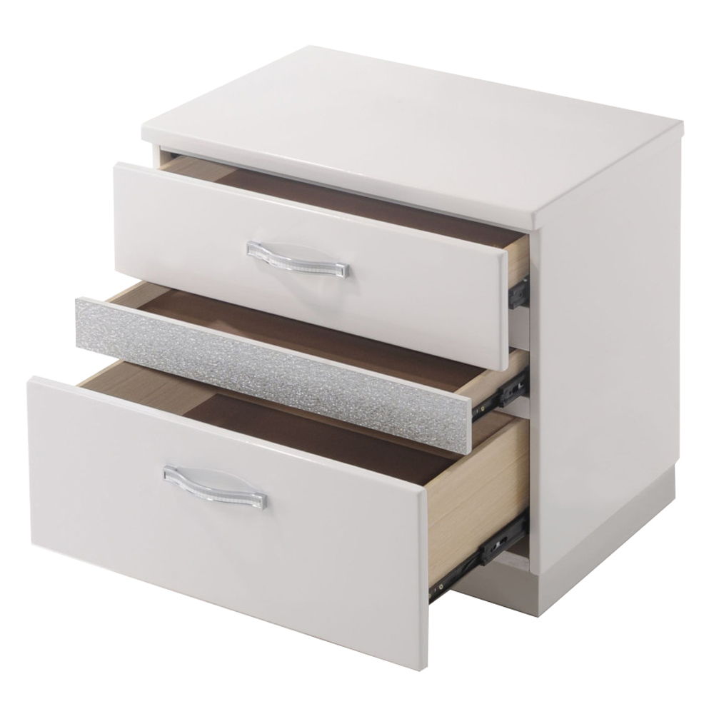 Naima II - Nightstand - White High Gloss, white, view 3