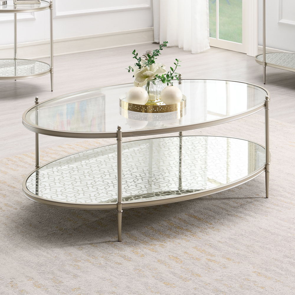 Zaba - Coffee Table - Glass Top & Champagne, silver