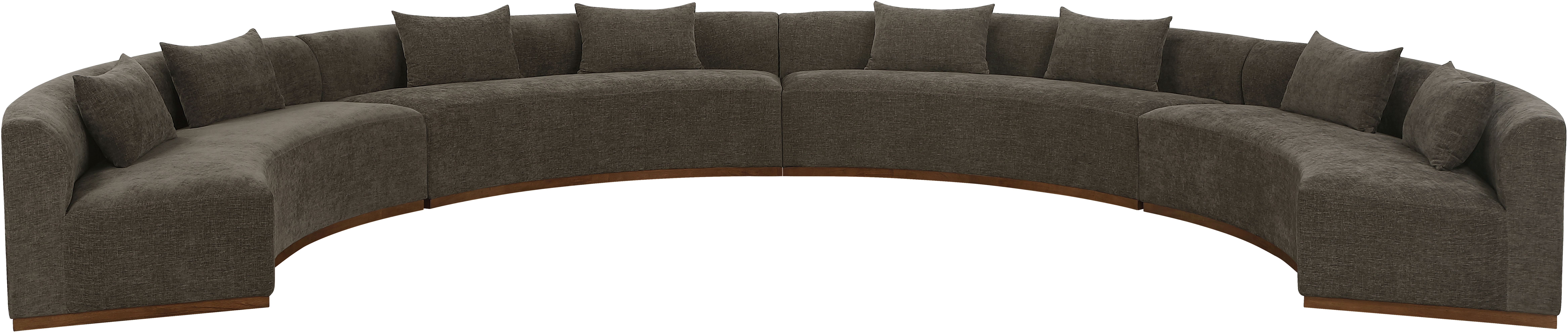 Avanti - 225.25" Chenille Fabric Upholstered 4 Piece Modular Sectional - Brown