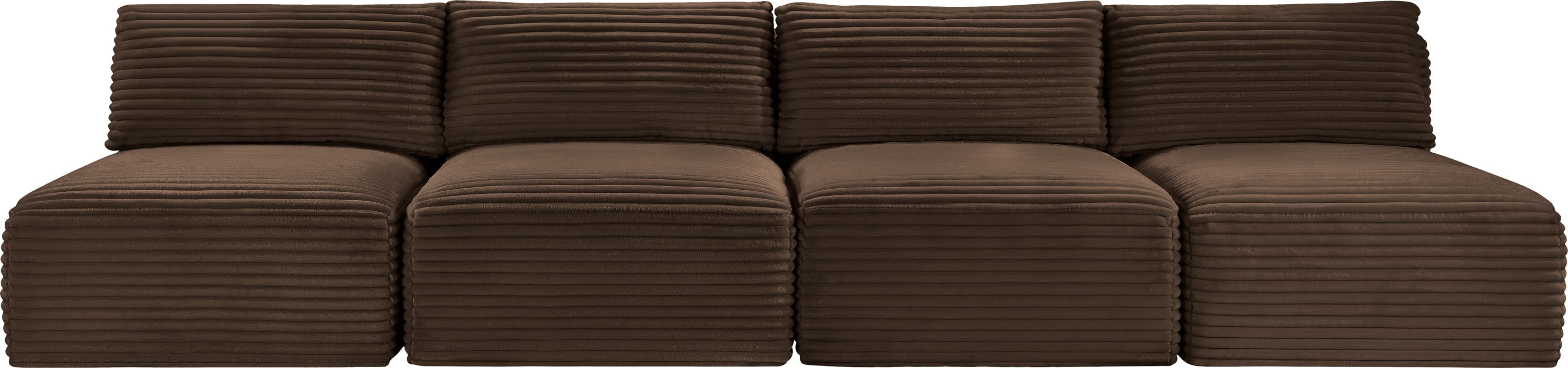 Shaggy - 4 Piece Modular Armless Sofa - Brown