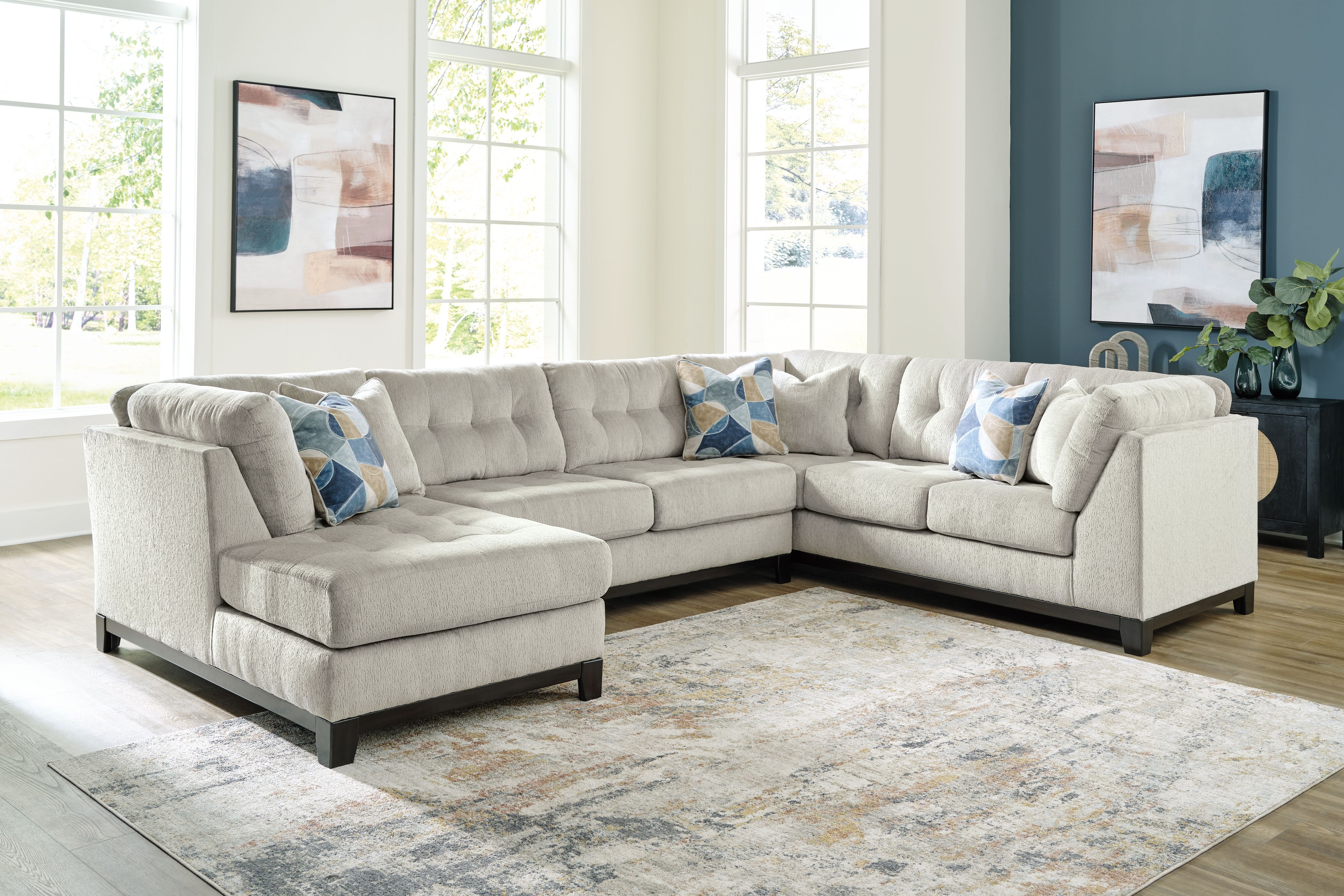 Ashley Furniture Maxon Place - 3-Piece Sectional With Laf Corner Chaise - Stone - Image 2