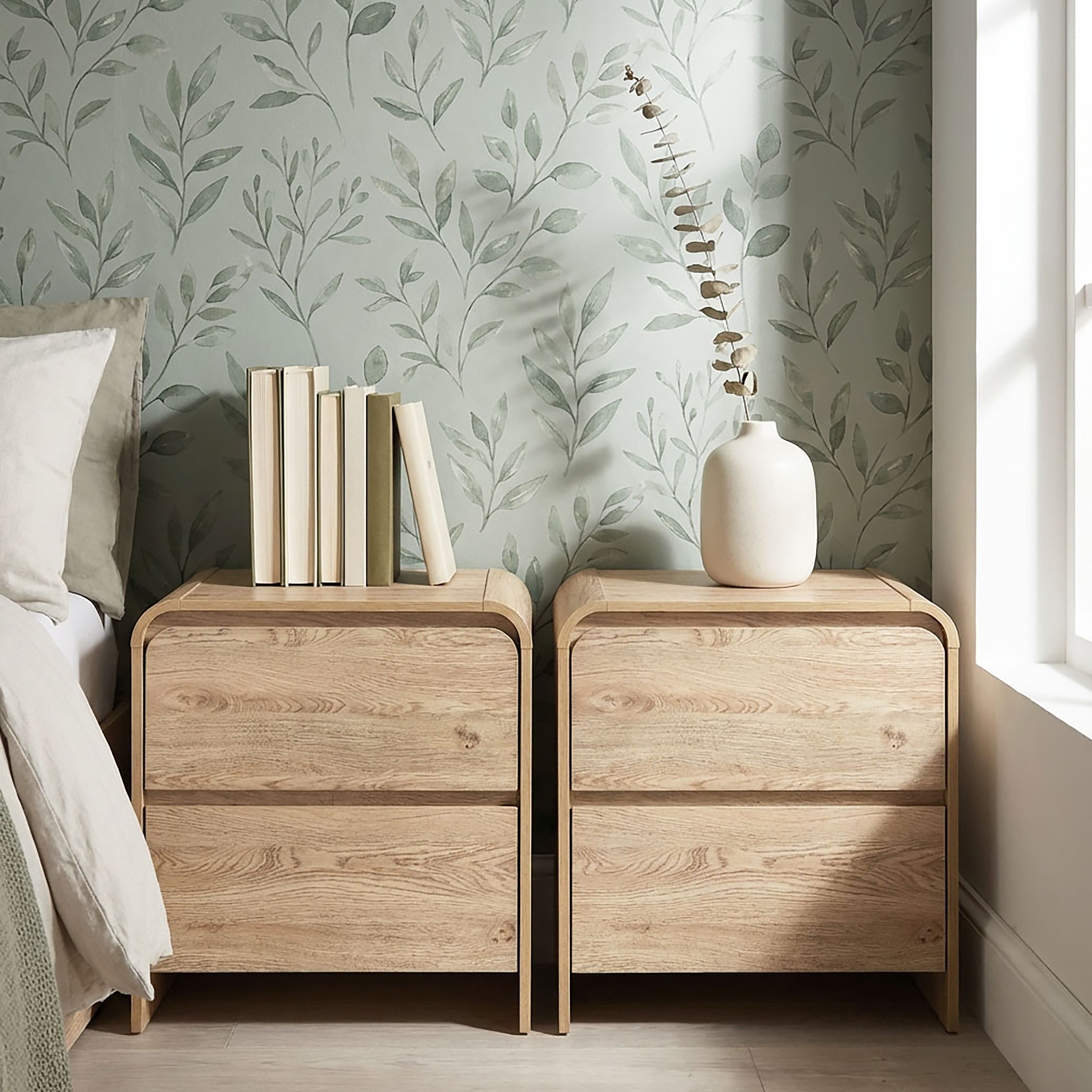 Mara - Two Drawer End Table / Bedside Table (Set of 2) - Natural