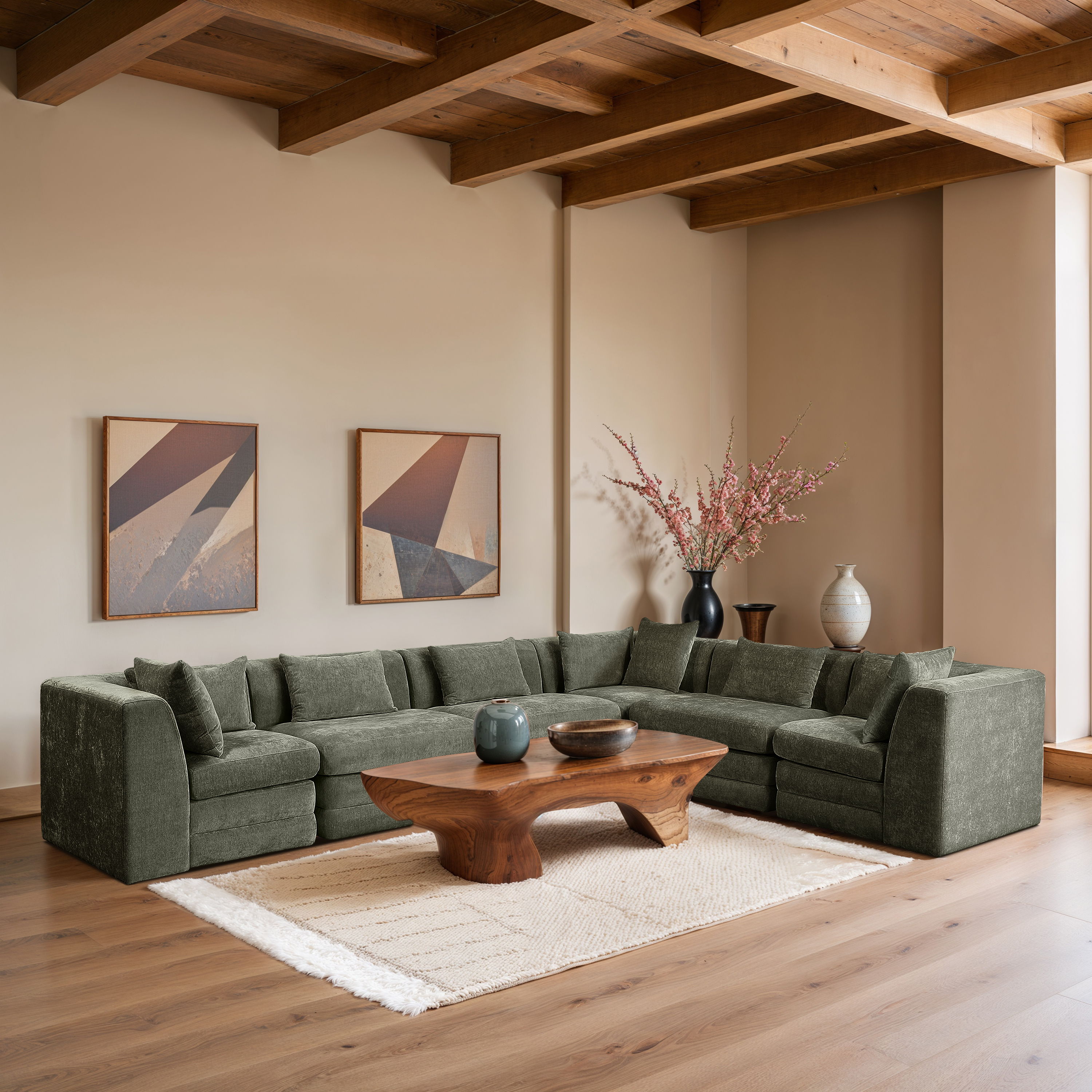 Stellar - 6 Piece 152" Upholstered Modular Sectional - Green
