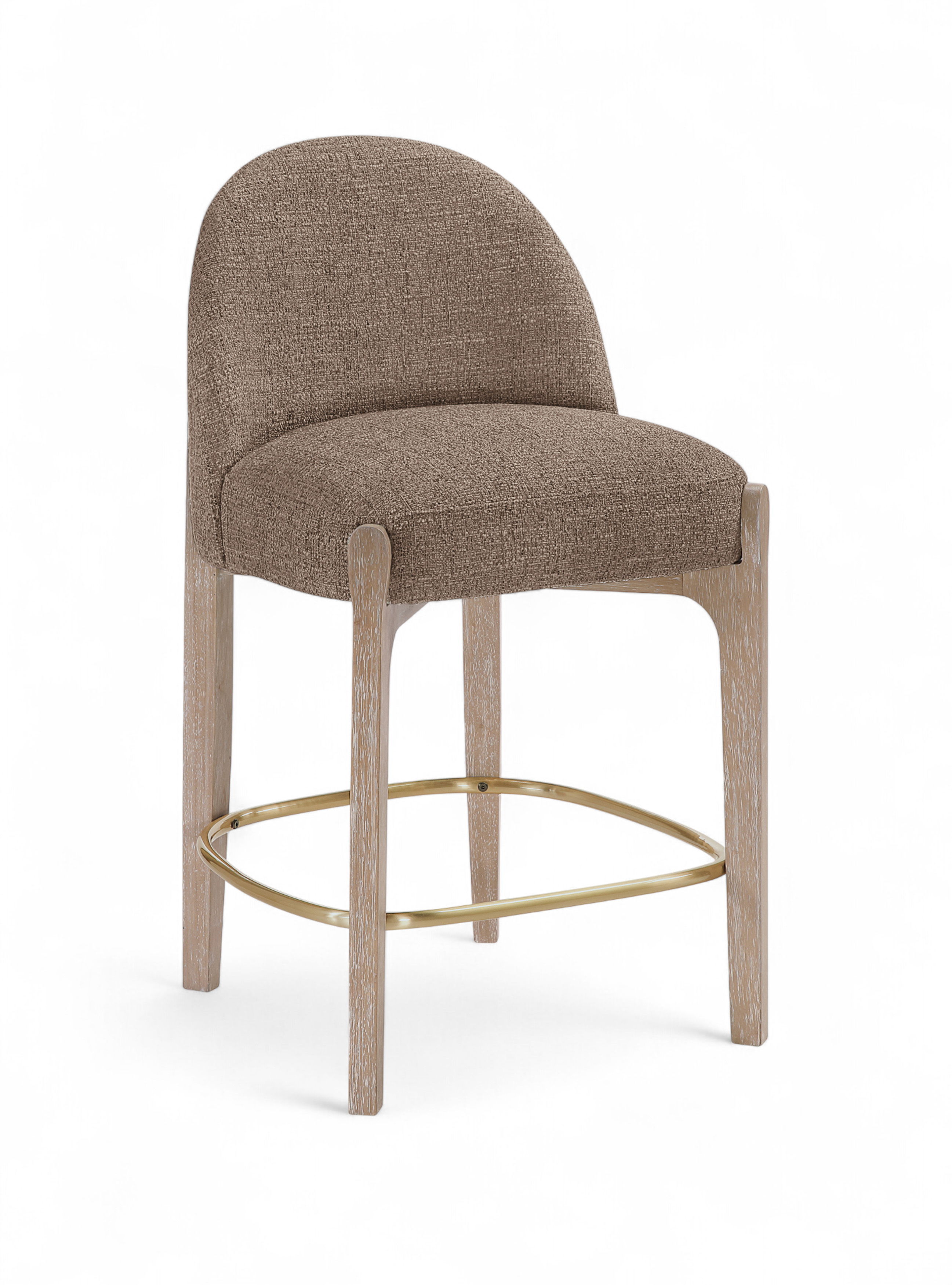 Torino - Fabric Upholstered Counter Stool (Set of 2) - Brown / Brushed Natural