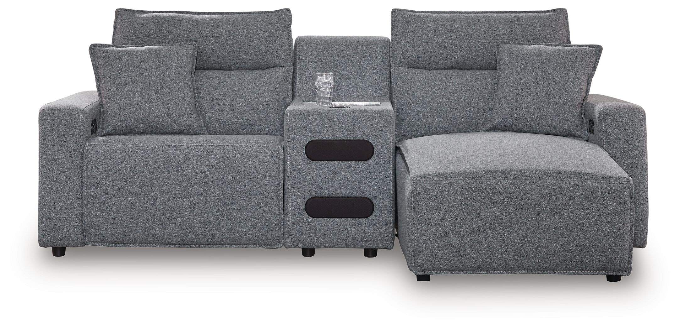 3 Pc · Power Reclining Sectional With RAF Press Back Power Chaise And Audio Console