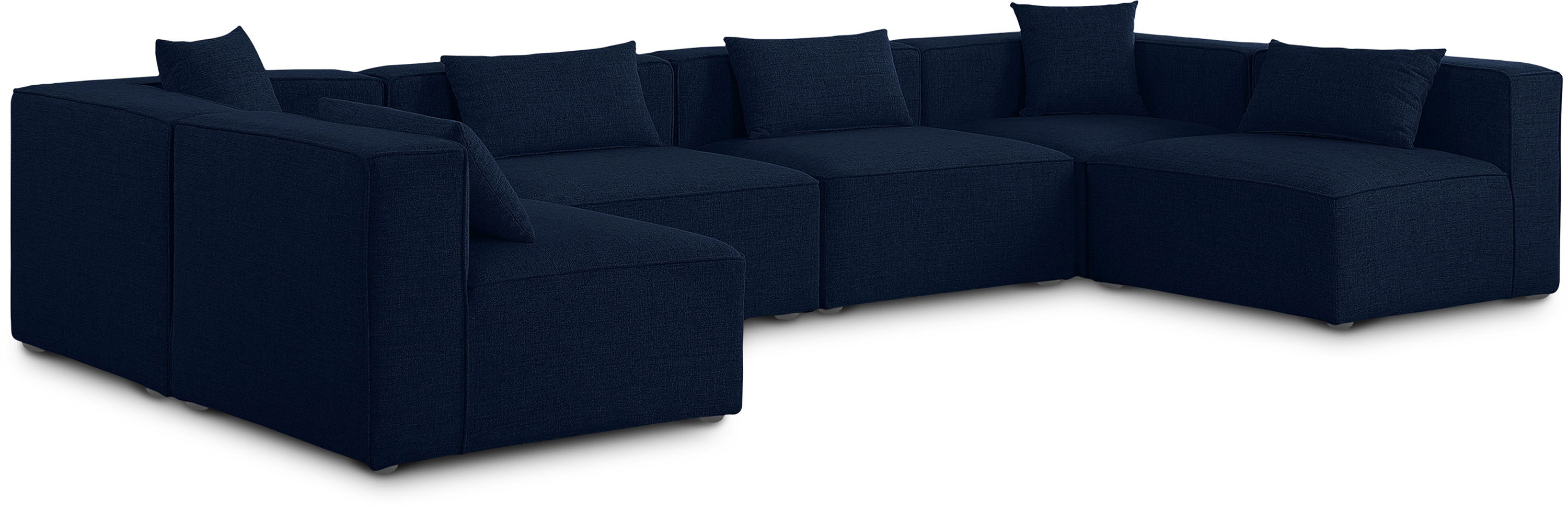 Cube - Linen 6 Piece Modular Armless Sectional - Navy