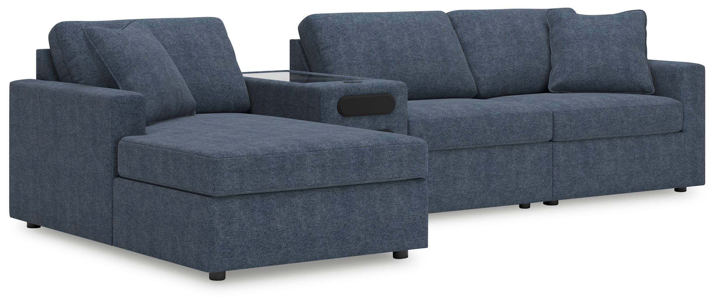 4 Pc · Sectional With Laf Corner Chaise And Audio System Console