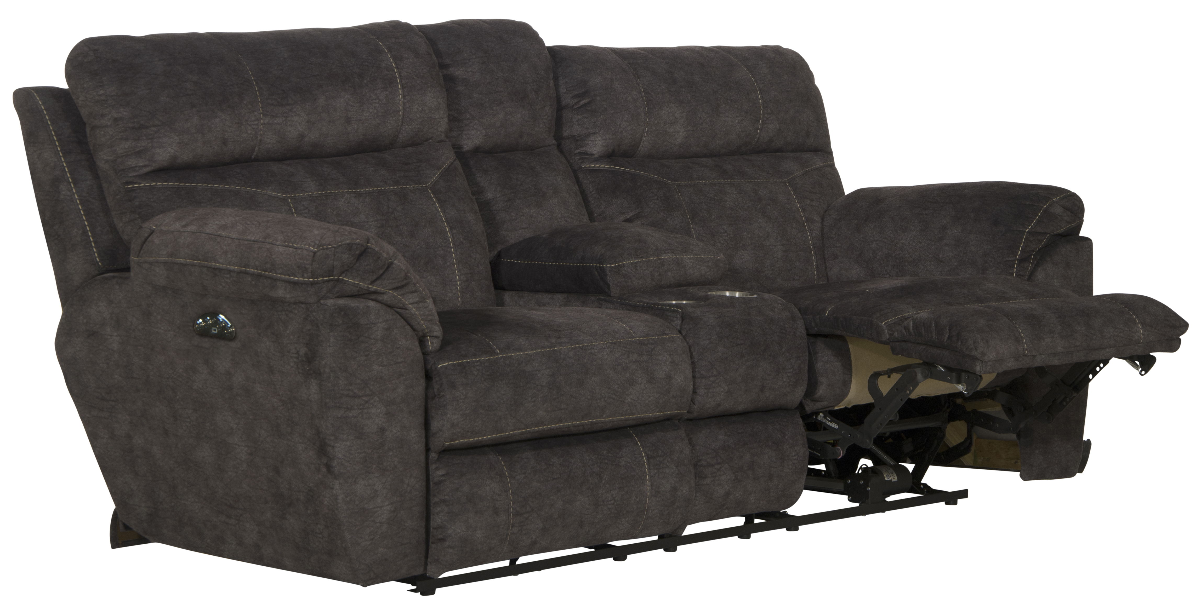 Sedona - Power Lay Flat Reclining Console Loveseat With Power Adjustable Headrest - Smoke