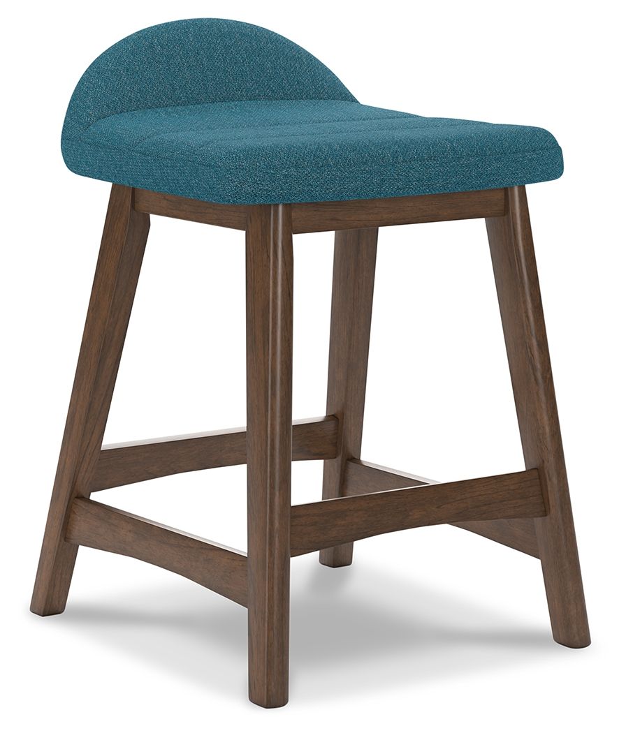 Ashley Lyncott Upholstered Barstool (2/CN) - Blue/Brown